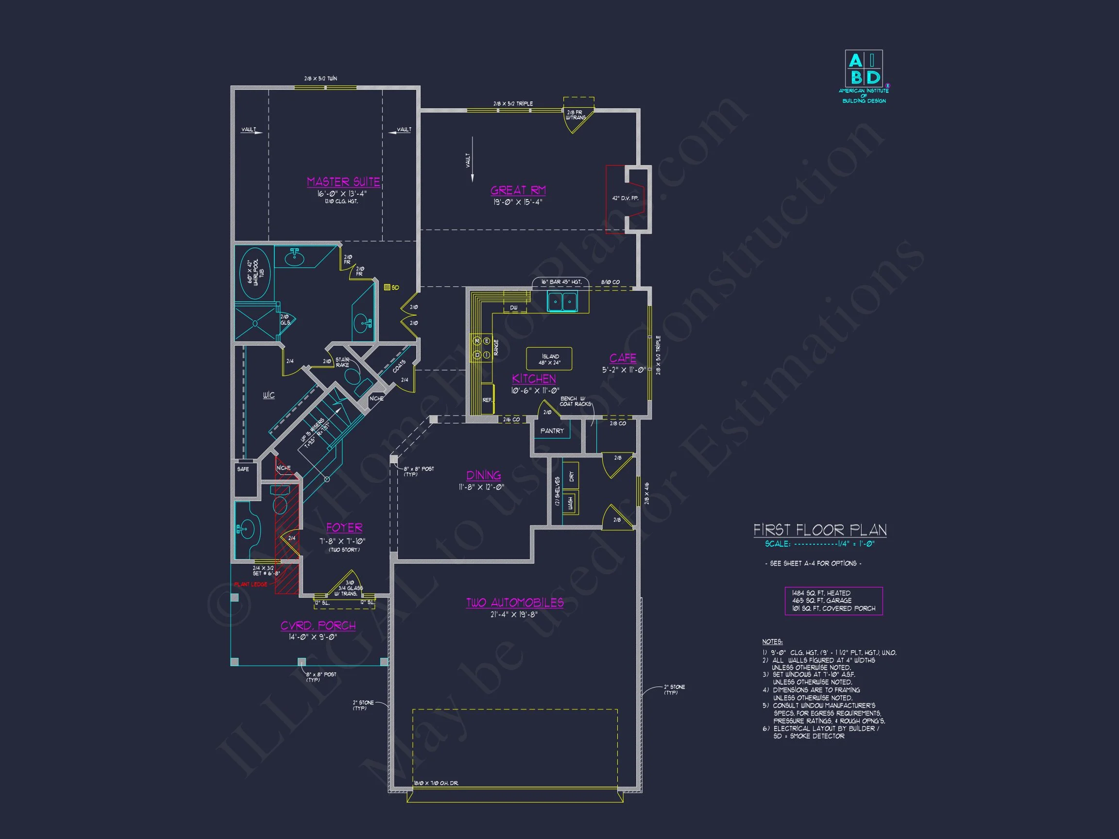 8-1279 HOUSE PLAN - Traditional Home Plan - 4-Bed, 3-Bath, 2,650 SF 5 Craftsman house Plan with Open Floor Design & CAD Blueprint
