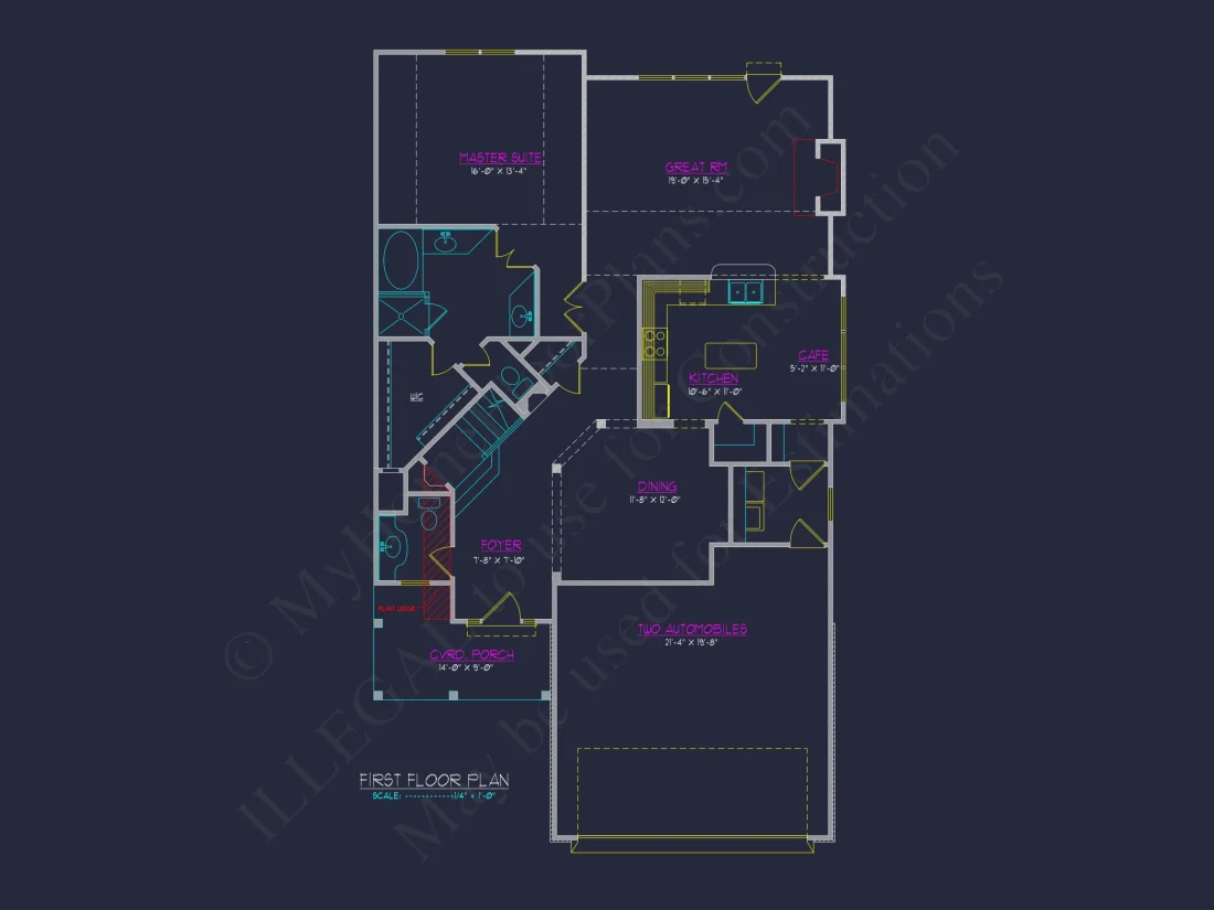 Craftsman house Plan with Open Floor Design & CAD Blueprint