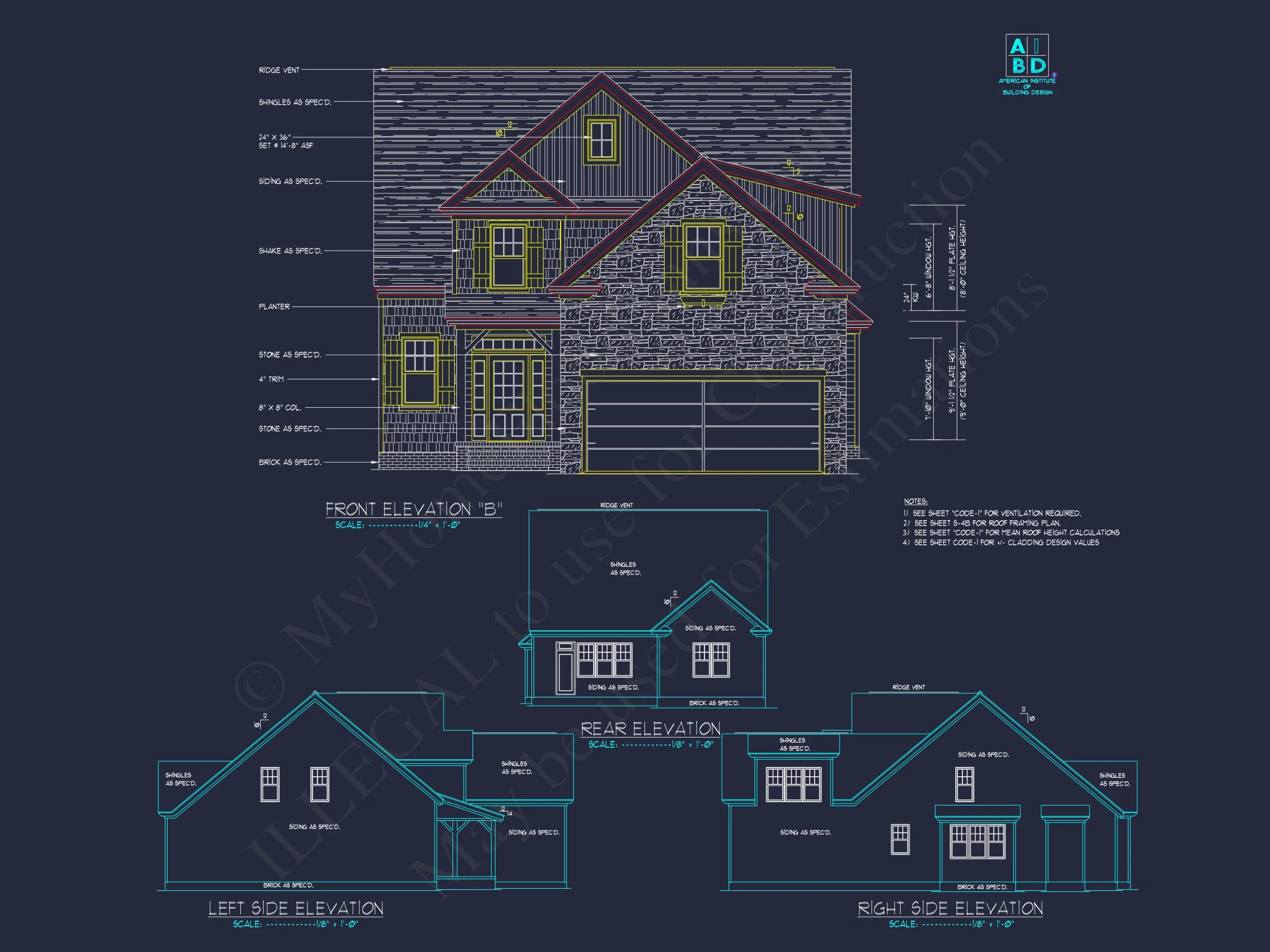 8-1279 HOUSE PLAN - Traditional Home Plan - 4-Bed, 3-Bath, 2,650 SF 3 Craftsman house Plan with Open Floor Design & CAD Blueprint