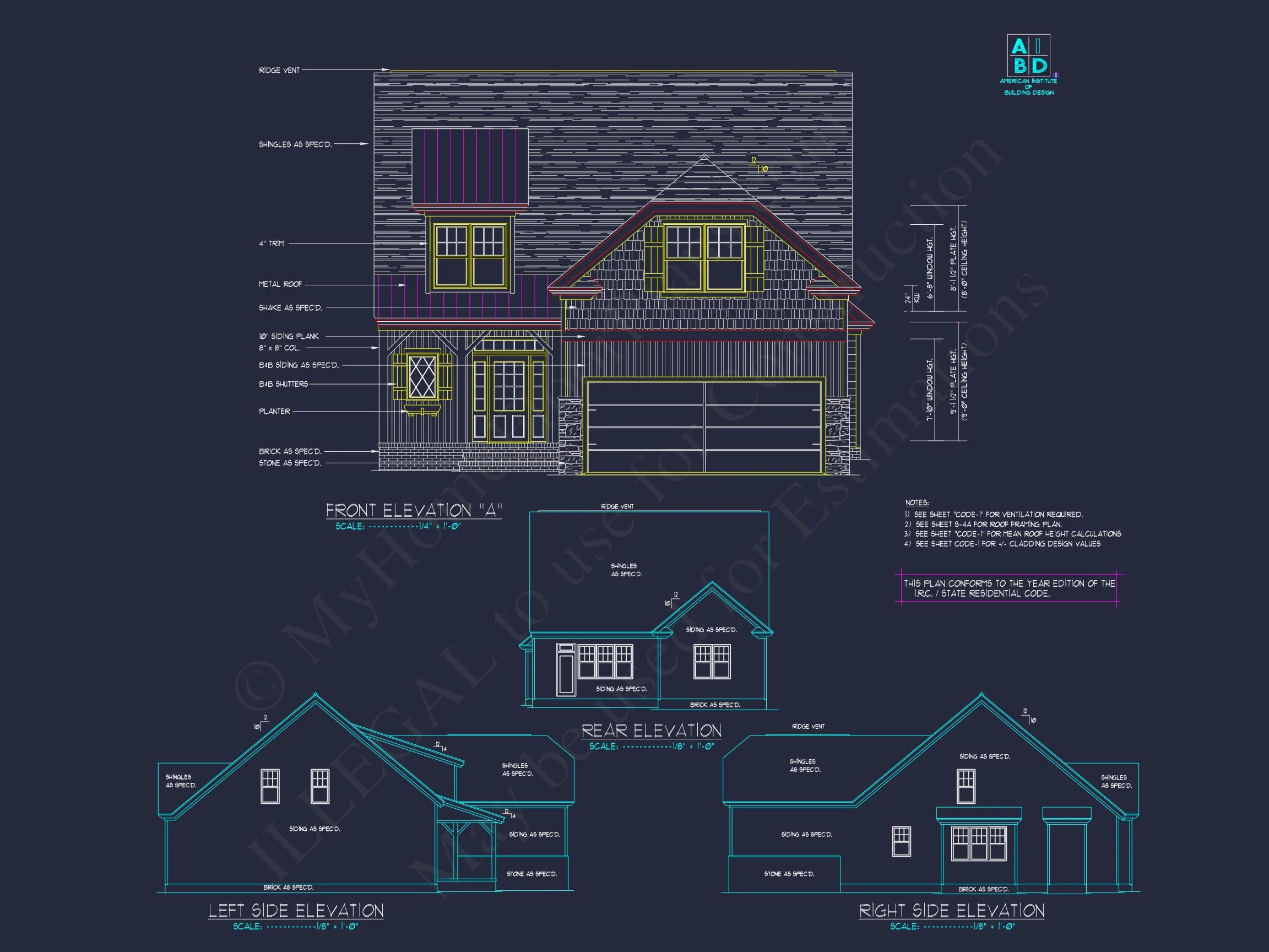 8-1279 HOUSE PLAN - Traditional Home Plan - 4-Bed, 3-Bath, 2,650 SF 2 Craftsman house Plan with Open Floor Design & CAD Blueprint