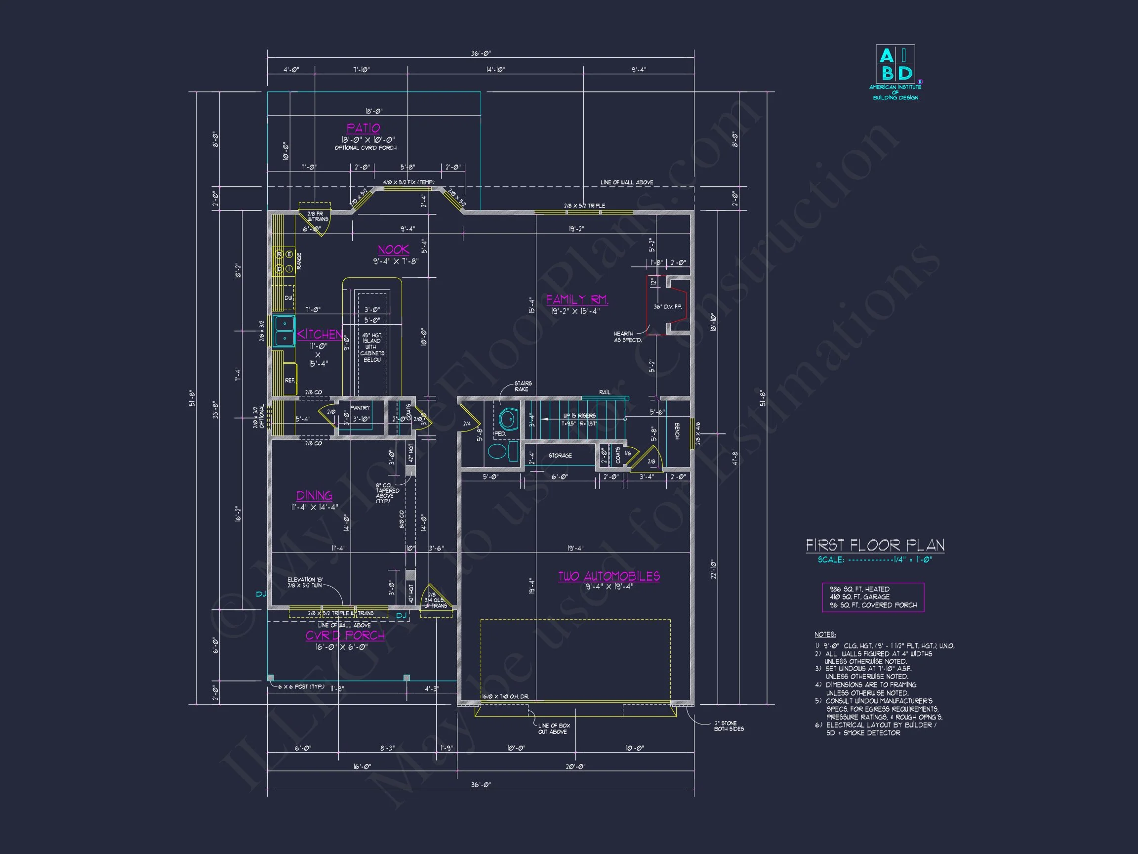 8-1276 HOUSE PLAN - Modern Farmhouse Plan - 4-Bed, 3-Bath, 2,450 SF 6 Modern Craftsman house Plan with 2 Floors and CAD Designs