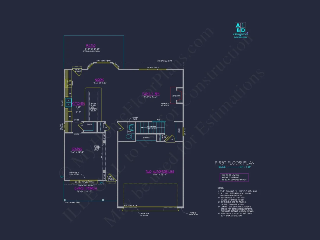 Modern Craftsman house Plan with 2 Floors and CAD Designs