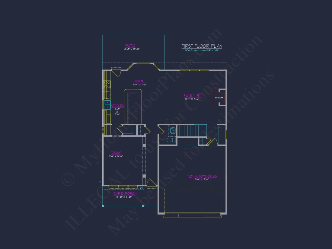 Modern Craftsman house Plan with 2 Floors and CAD Designs