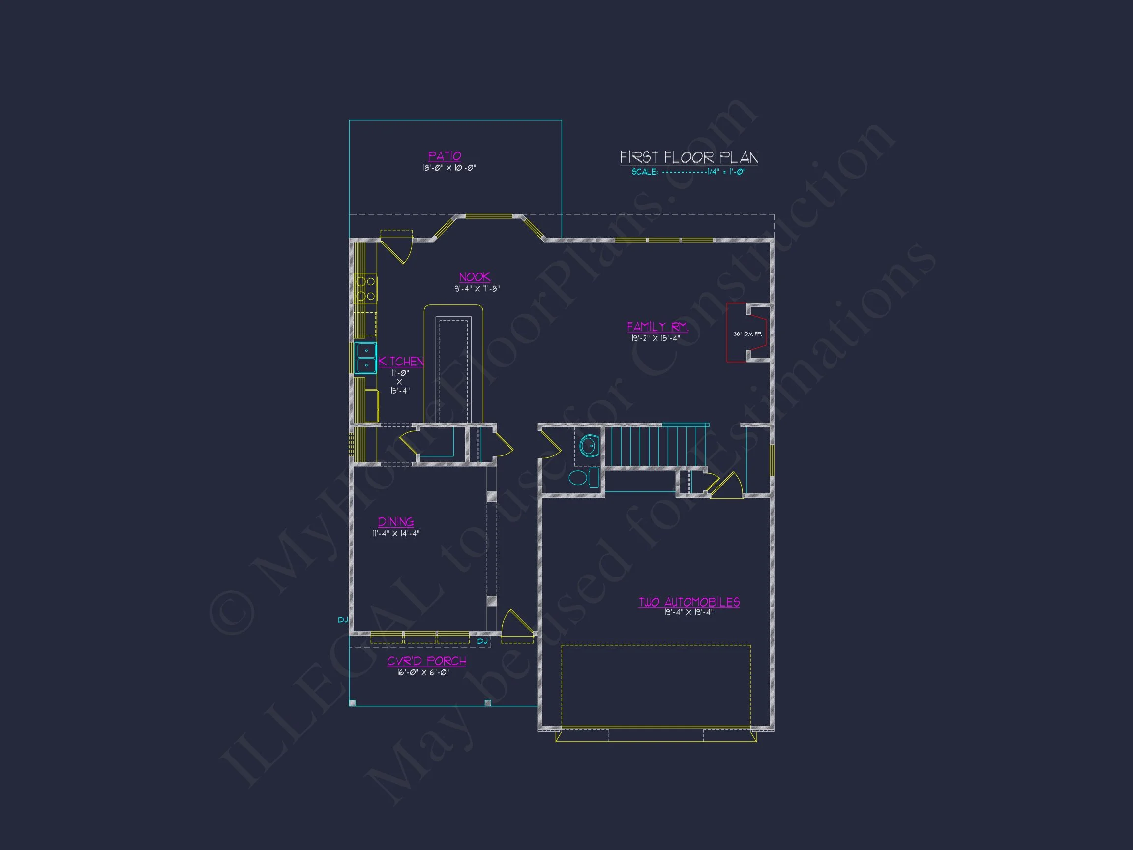 8-1276 HOUSE PLAN - Modern Farmhouse Plan - 4-Bed, 3-Bath, 2,450 SF 4 Modern Craftsman house Plan with 2 Floors and CAD Designs