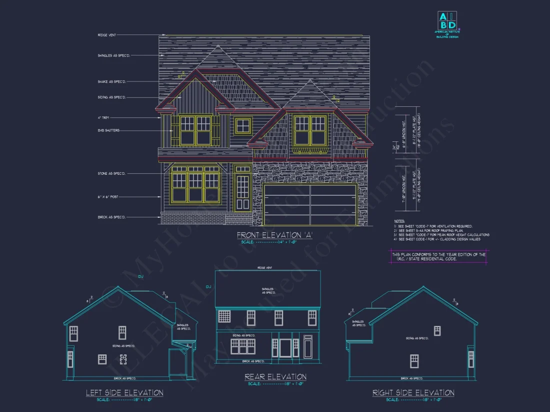Modern Craftsman house Plan with 2 Floors and CAD Designs