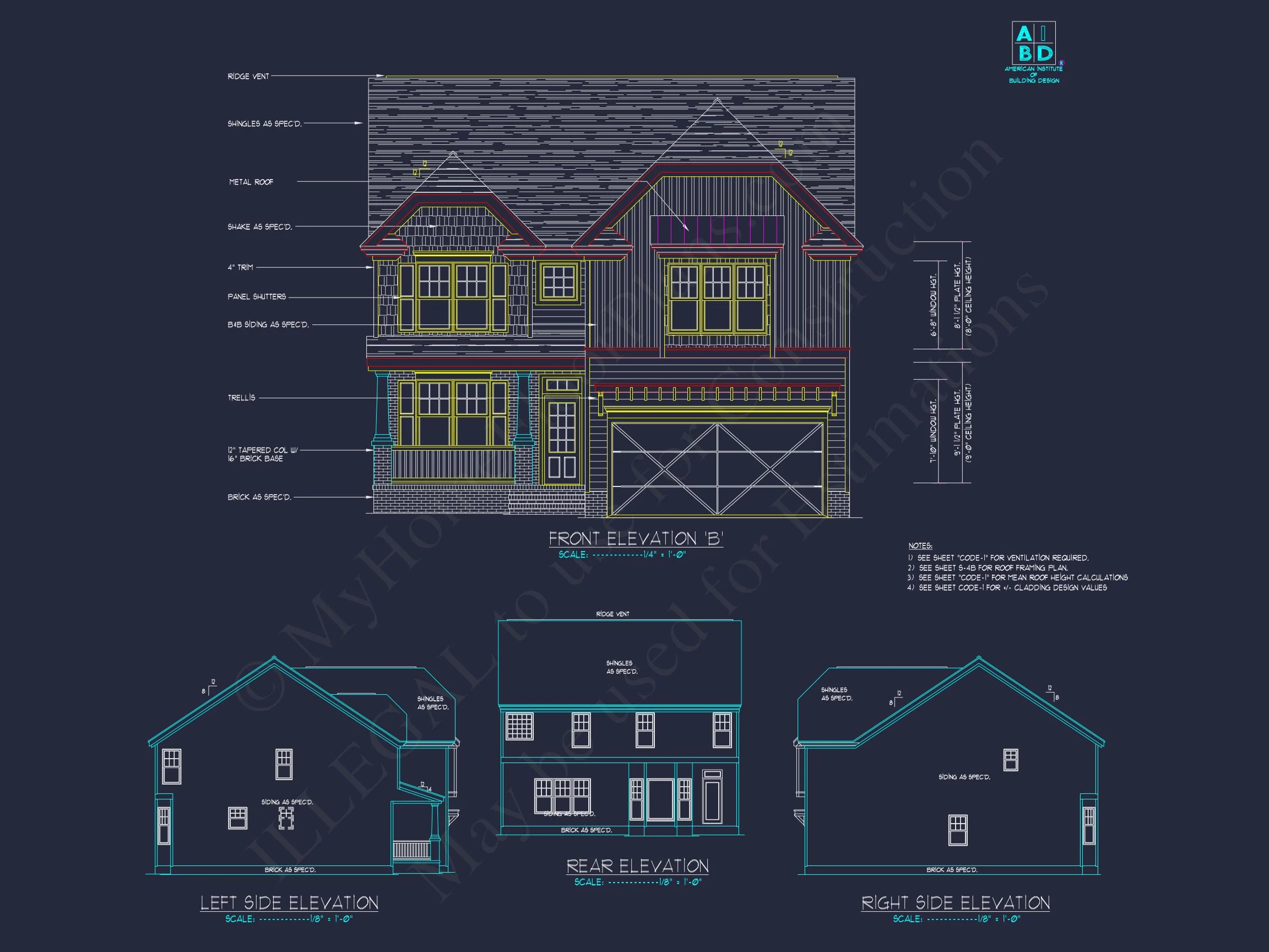 8-1276 HOUSE PLAN - Modern Farmhouse Plan - 4-Bed, 3-Bath, 2,450 SF 2 Modern Craftsman house Plan with 2 Floors and CAD Designs