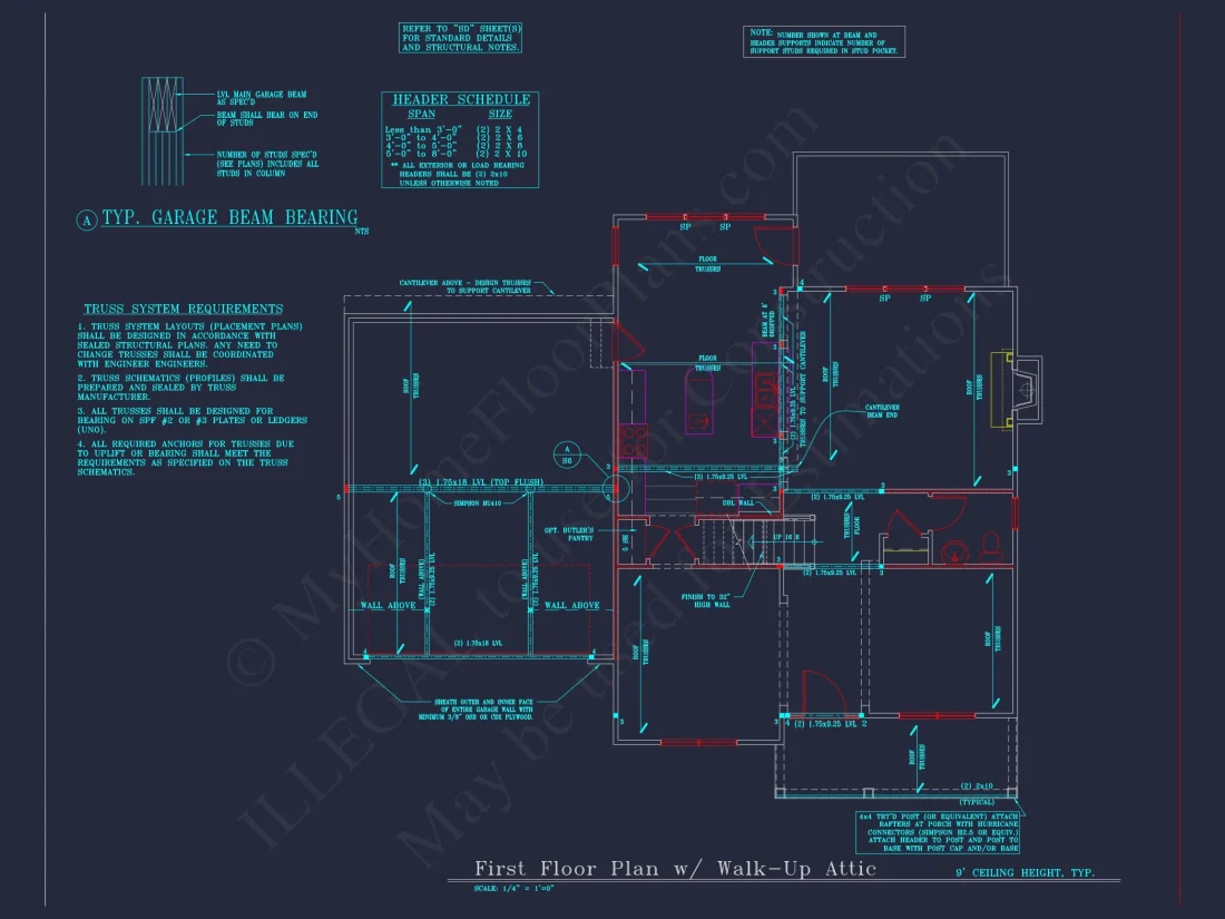 Beautiful 4-Bedroom house Plan with CAD Designs & 2-Car Garage