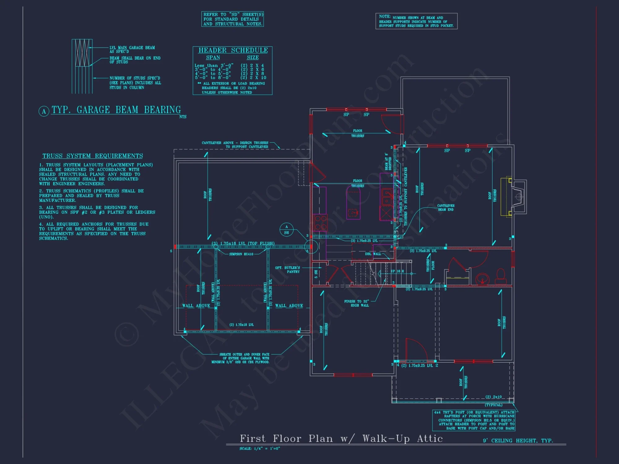 Beautiful 4-Bedroom house Plan with CAD Designs & 2-Car Garage
