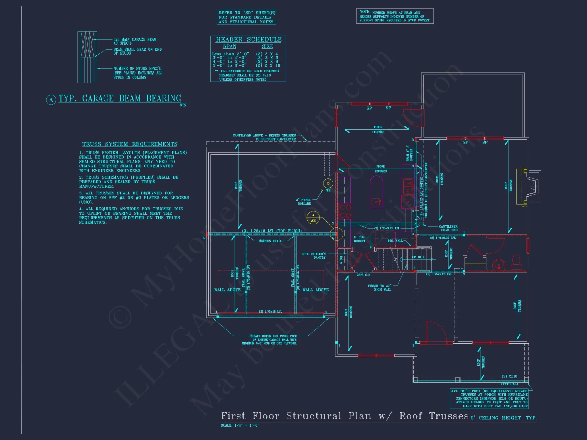 Beautiful 4-Bedroom house Plan with CAD Designs & 2-Car Garage