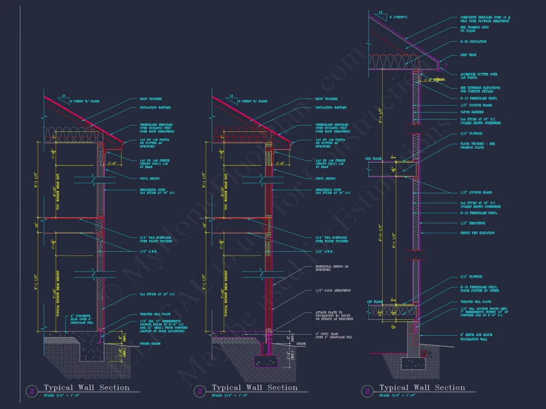 Beautiful 4-Bedroom house Plan with CAD Designs & 2-Car Garage