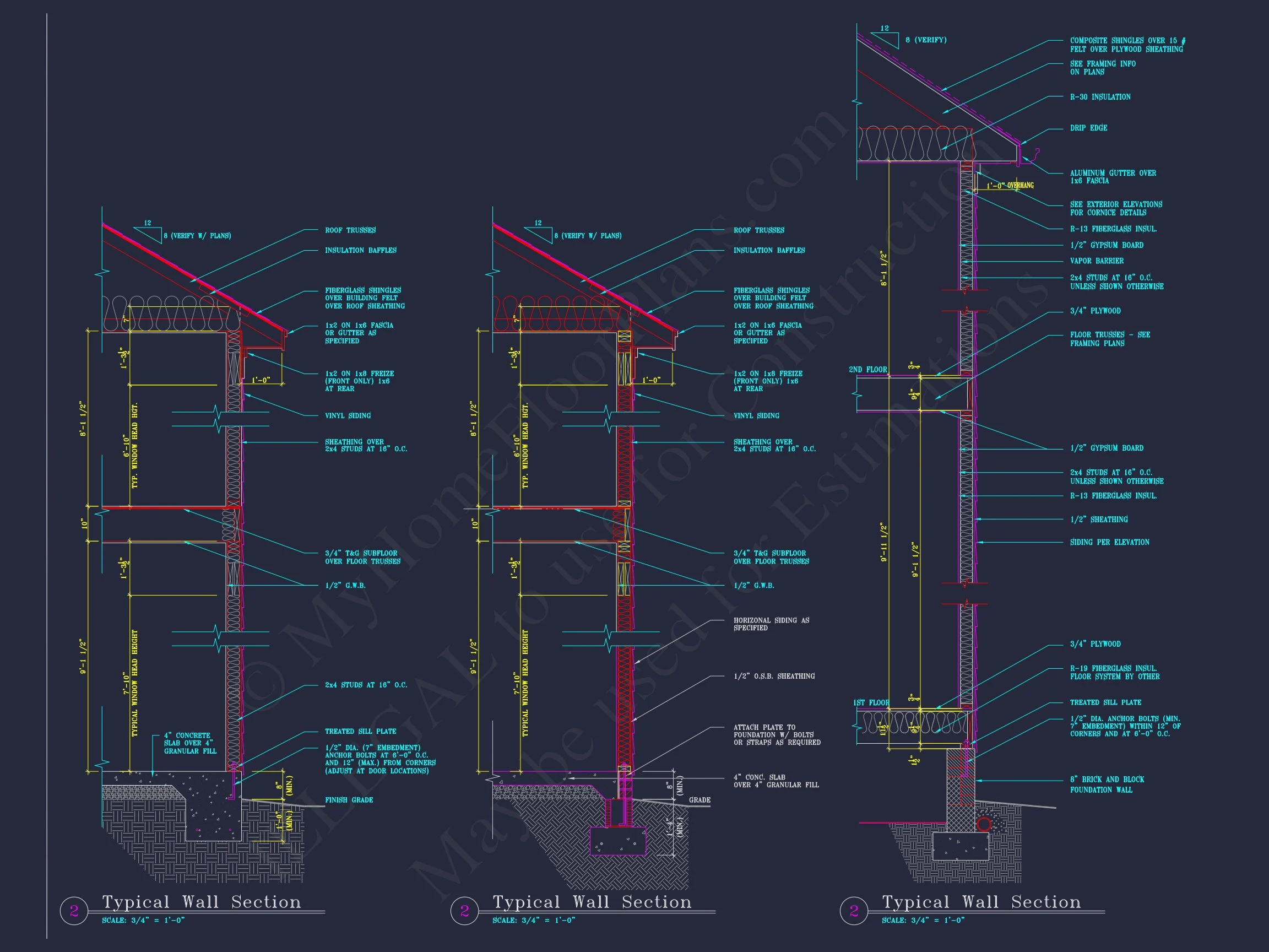8-1264 HOUSE PLAN - Traditional Colonial Home Plan - 4-Bed, 2.5-Bath, 2,574 SF 23 Beautiful 4-Bedroom house Plan with CAD Designs & 2-Car Garage