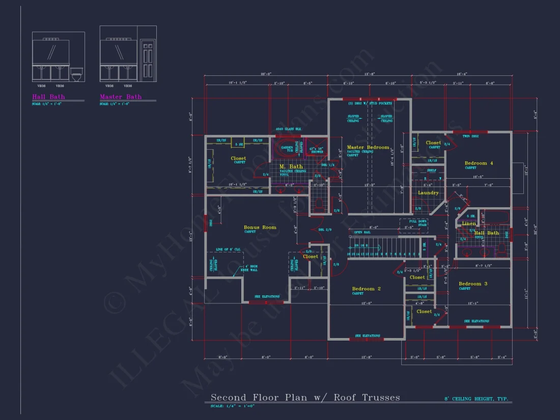 Beautiful 4-Bedroom house Plan with CAD Designs & 2-Car Garage