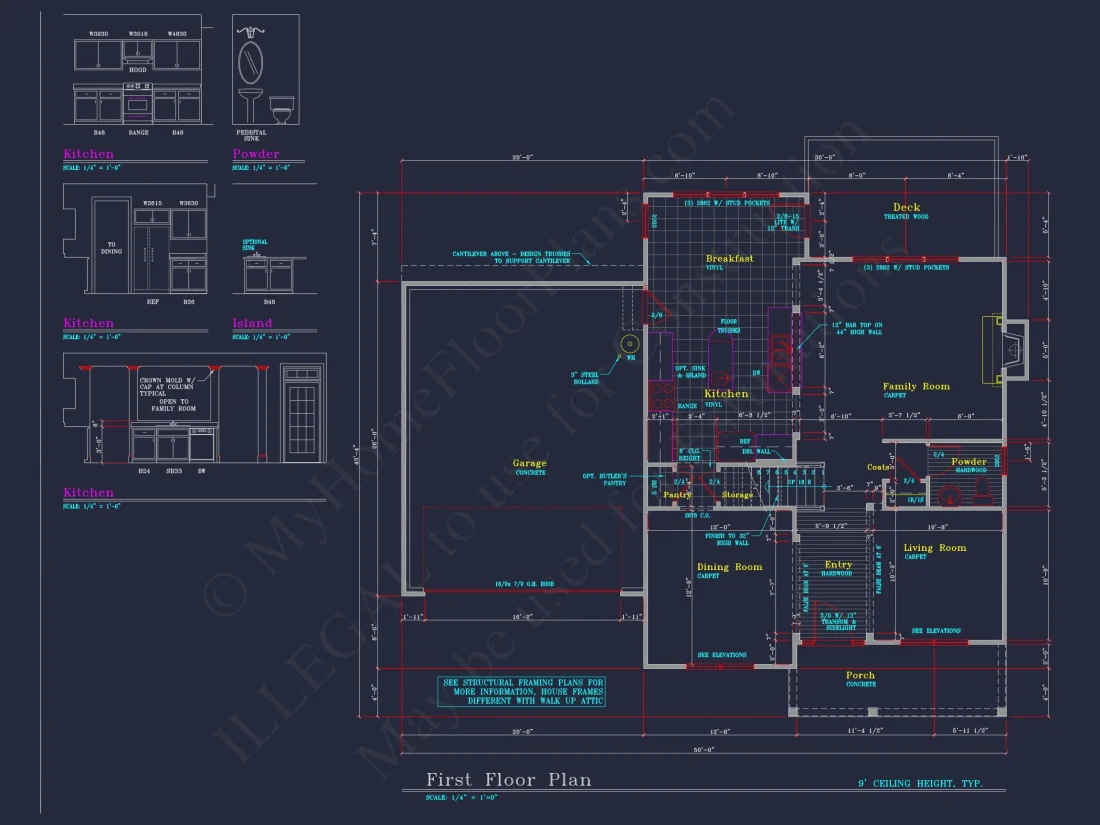 Beautiful 4-Bedroom house Plan with CAD Designs & 2-Car Garage
