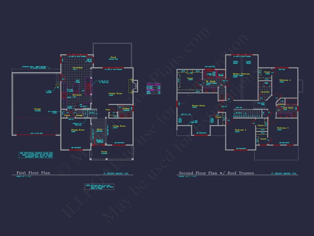 Beautiful 4-Bedroom house Plan with CAD Designs & 2-Car Garage