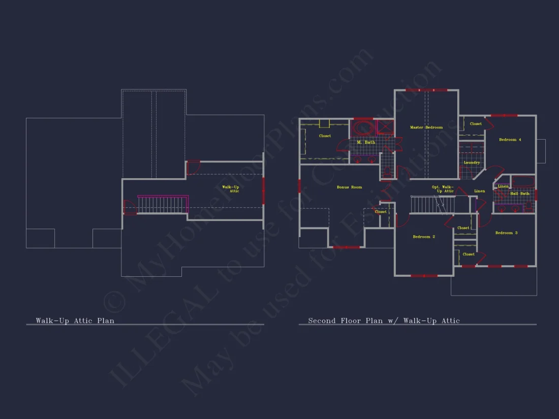 Beautiful 4-Bedroom house Plan with CAD Designs & 2-Car Garage