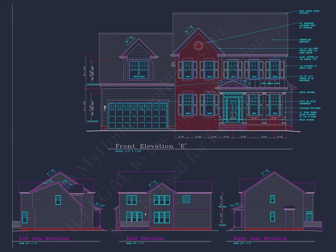 Beautiful 4-Bedroom house Plan with CAD Designs & 2-Car Garage