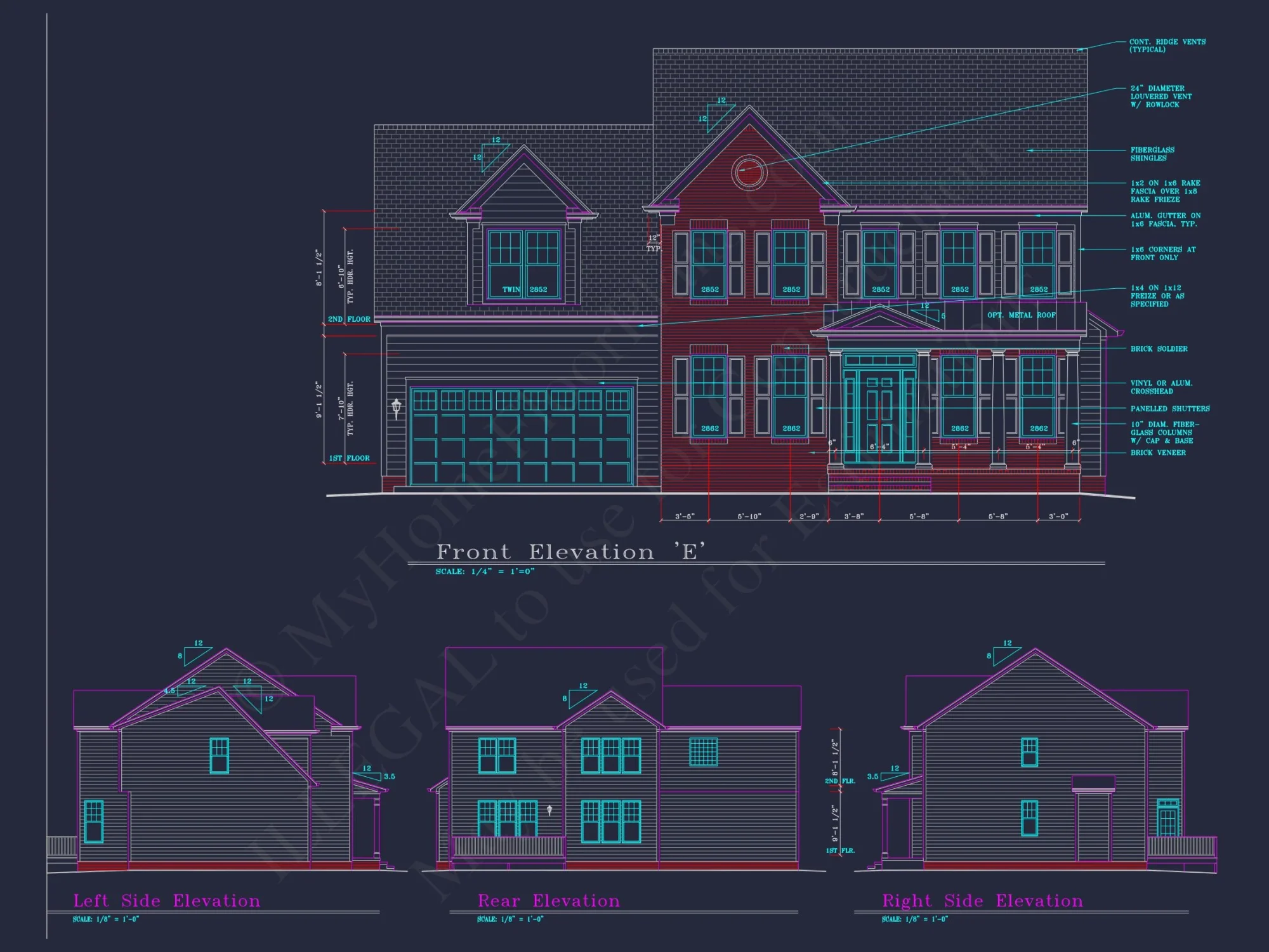 Beautiful 4-Bedroom house Plan with CAD Designs & 2-Car Garage
