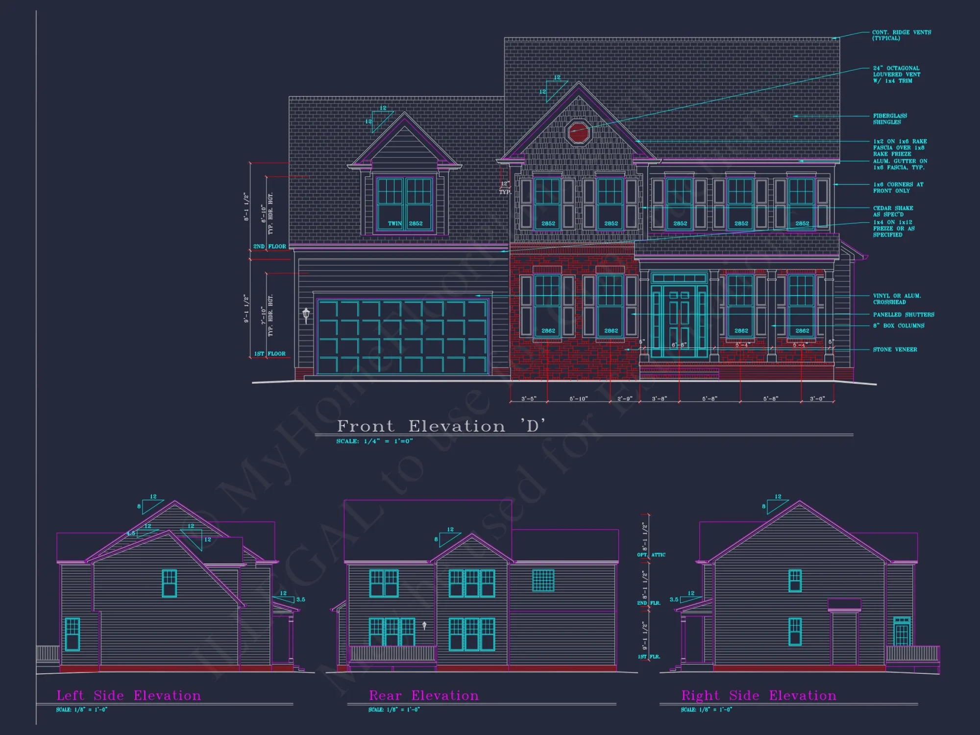 Beautiful 4-Bedroom house Plan with CAD Designs & 2-Car Garage