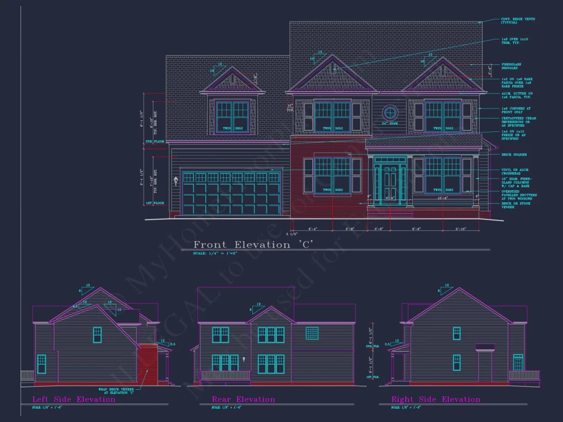Beautiful 4-Bedroom house Plan with CAD Designs & 2-Car Garage