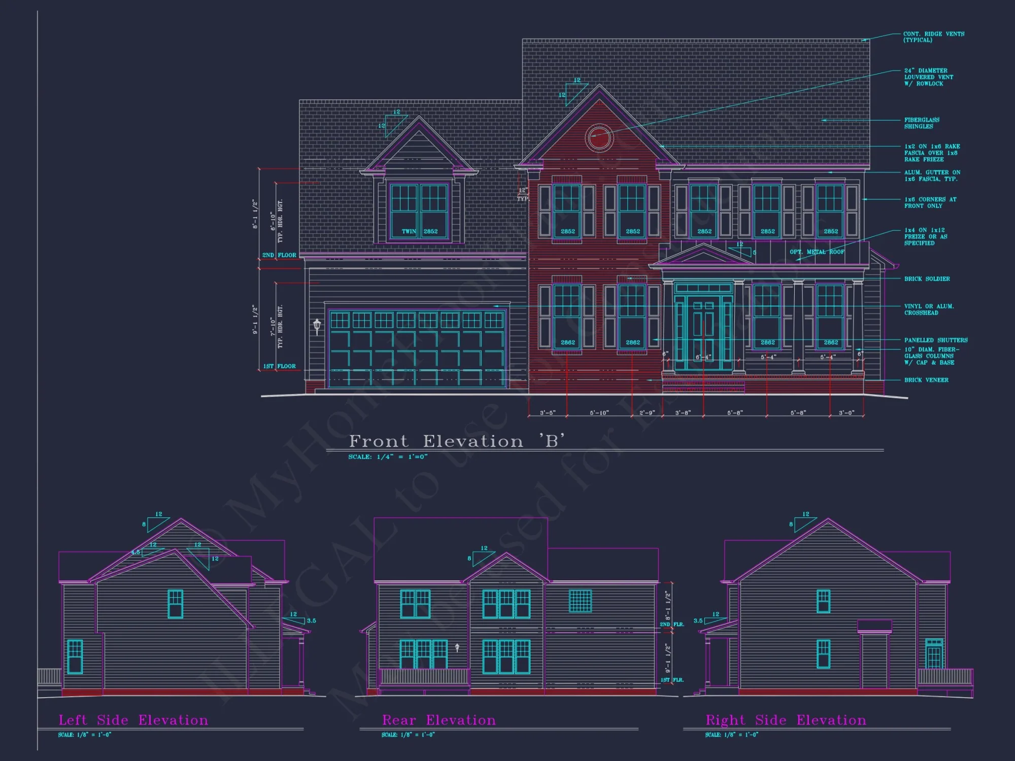 Beautiful 4-Bedroom house Plan with CAD Designs & 2-Car Garage