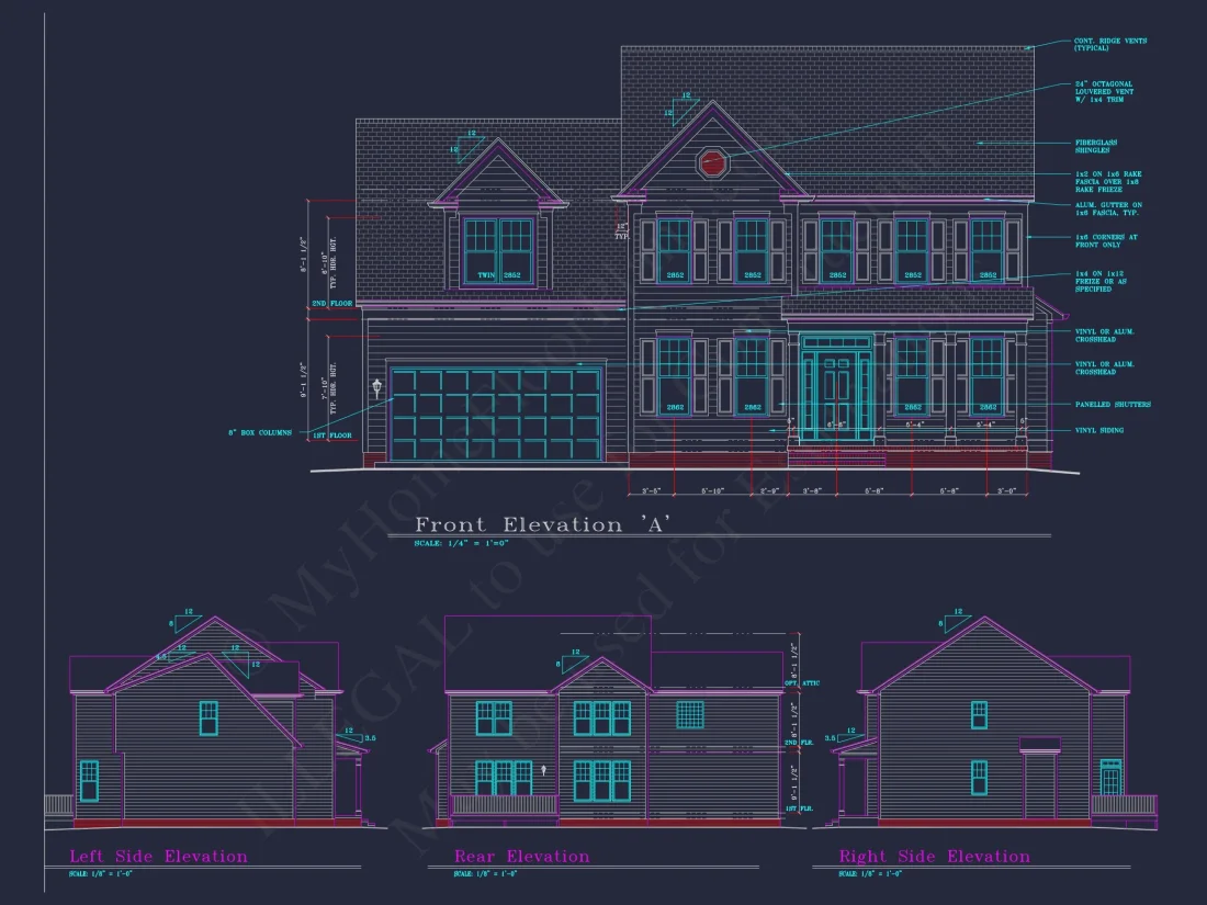 Beautiful 4-Bedroom house Plan with CAD Designs & 2-Car Garage