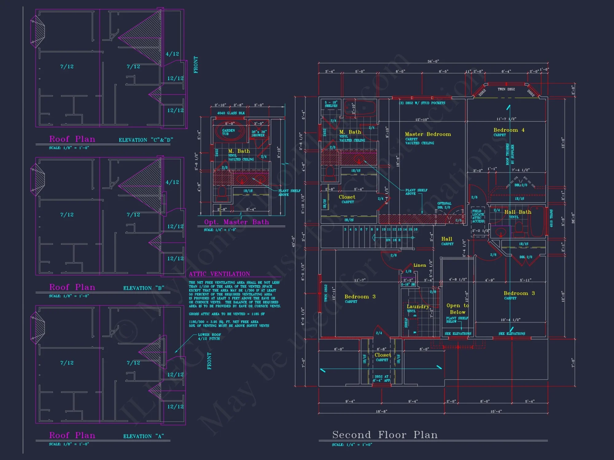 Beautiful 2-Story house Plan with 4 Bedrooms, 2.5 Baths, and CAD Designs
