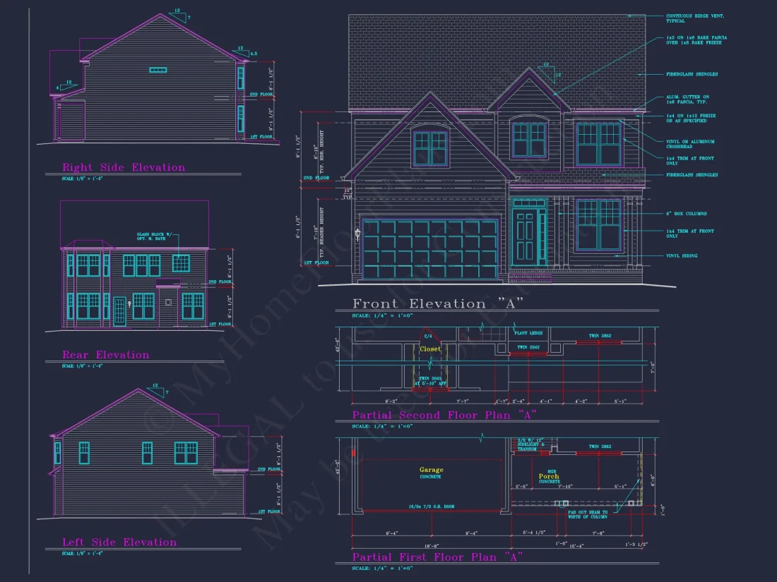Beautiful 2-Story house Plan with 4 Bedrooms, 2.5 Baths, and CAD Designs