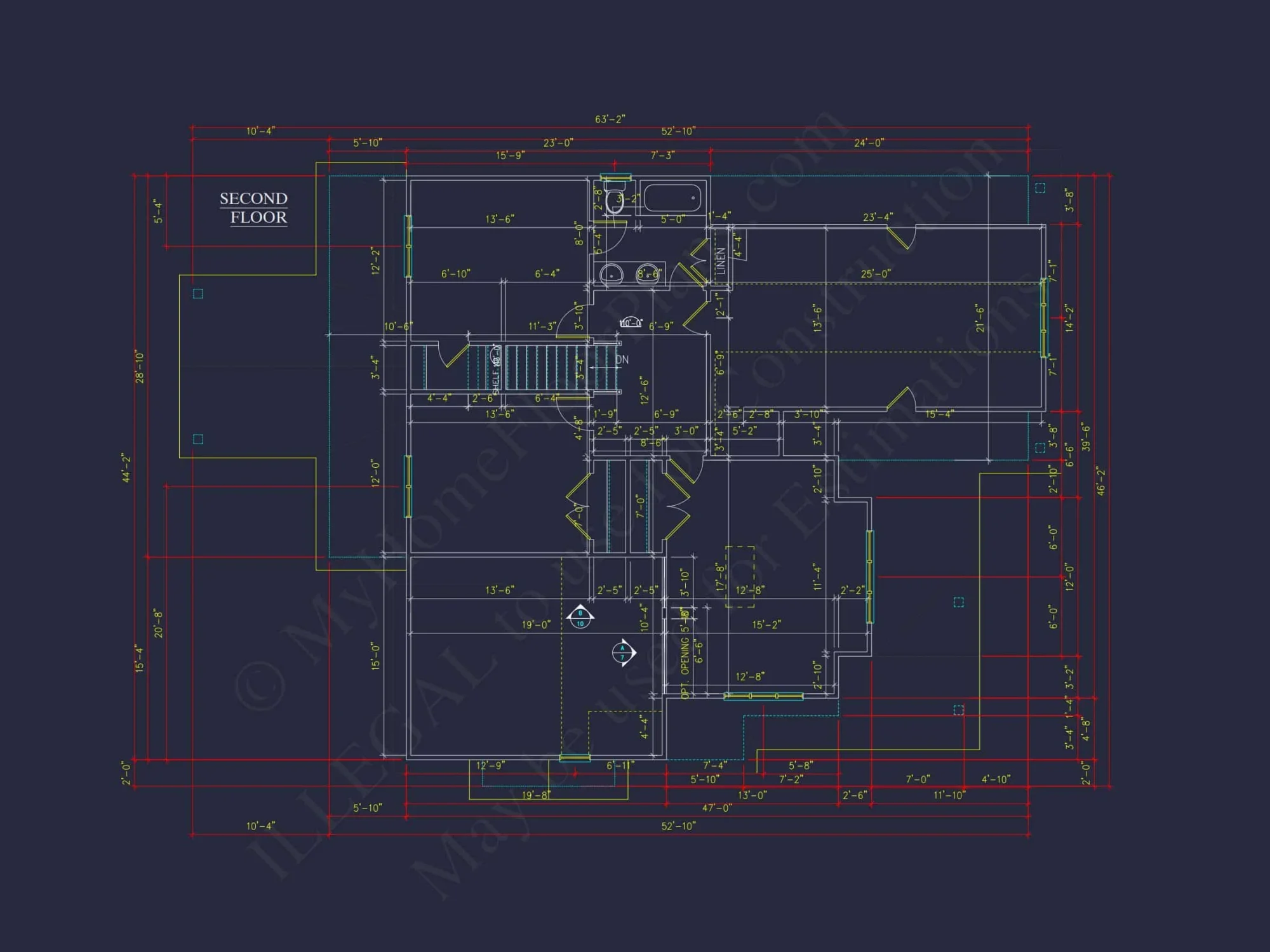 Craftsman house Floor Plan - 2-Story Blueprint with 3 Bedrooms