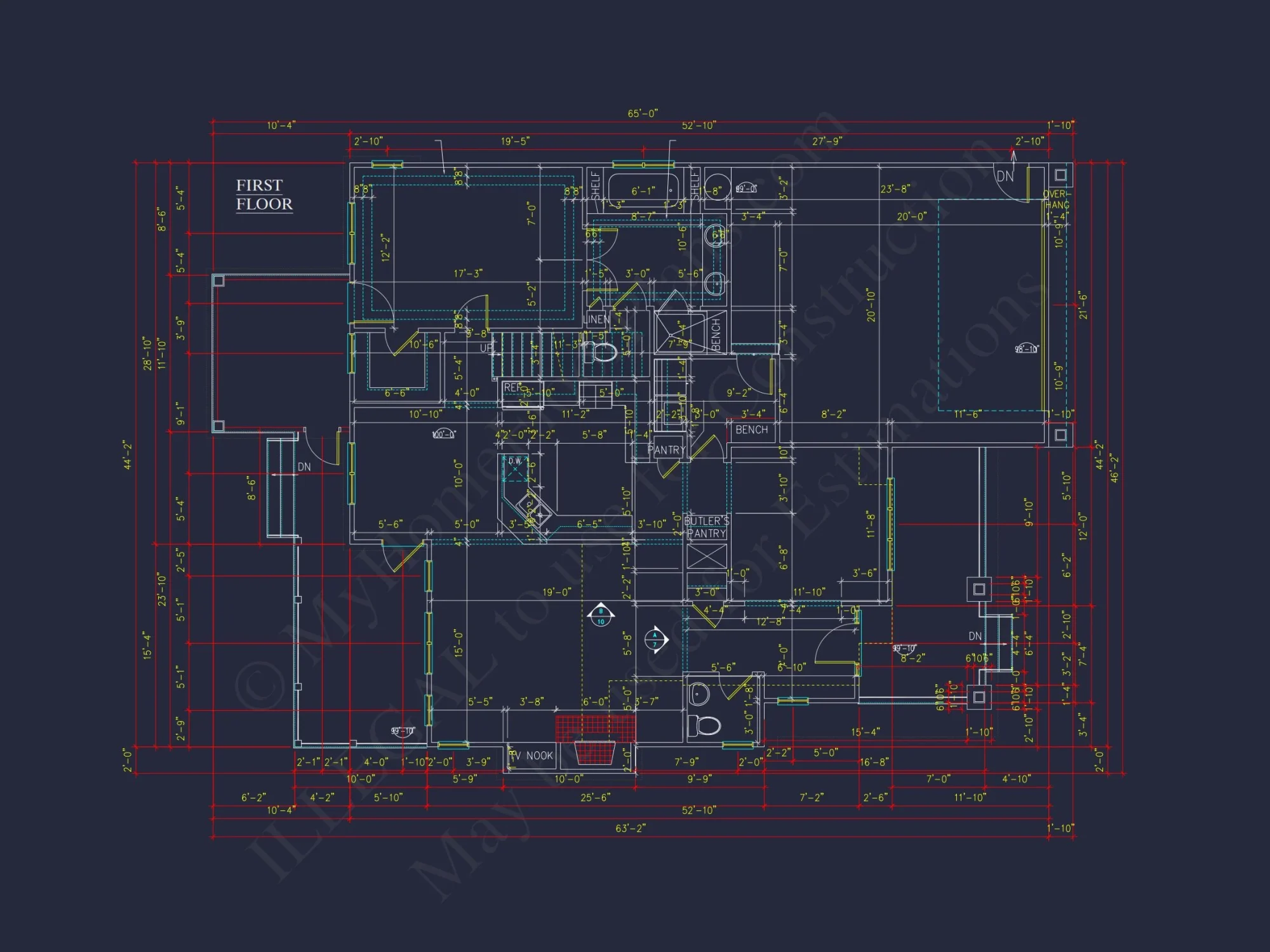 Craftsman house Floor Plan - 2-Story Blueprint with 3 Bedrooms