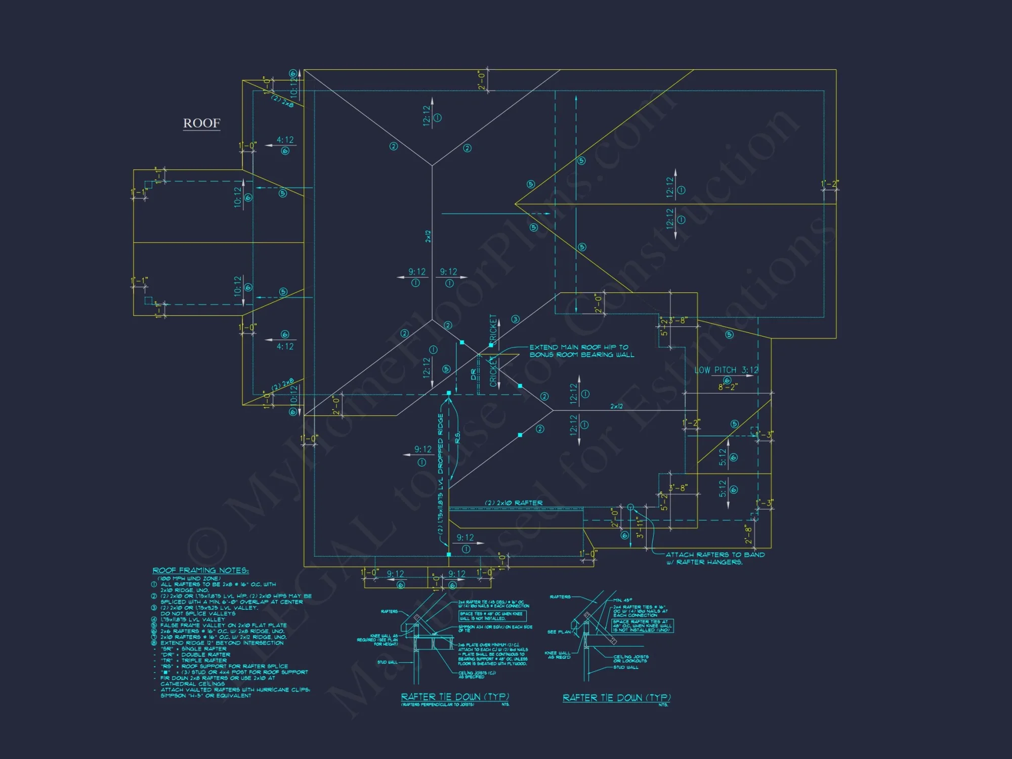 Craftsman house Floor Plan - 2-Story Blueprint with 3 Bedrooms