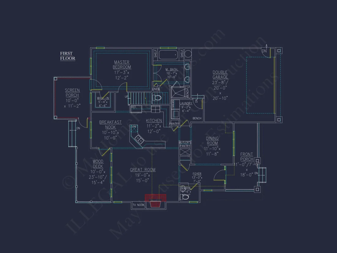 Craftsman house Floor Plan - 2-Story Blueprint with 3 Bedrooms