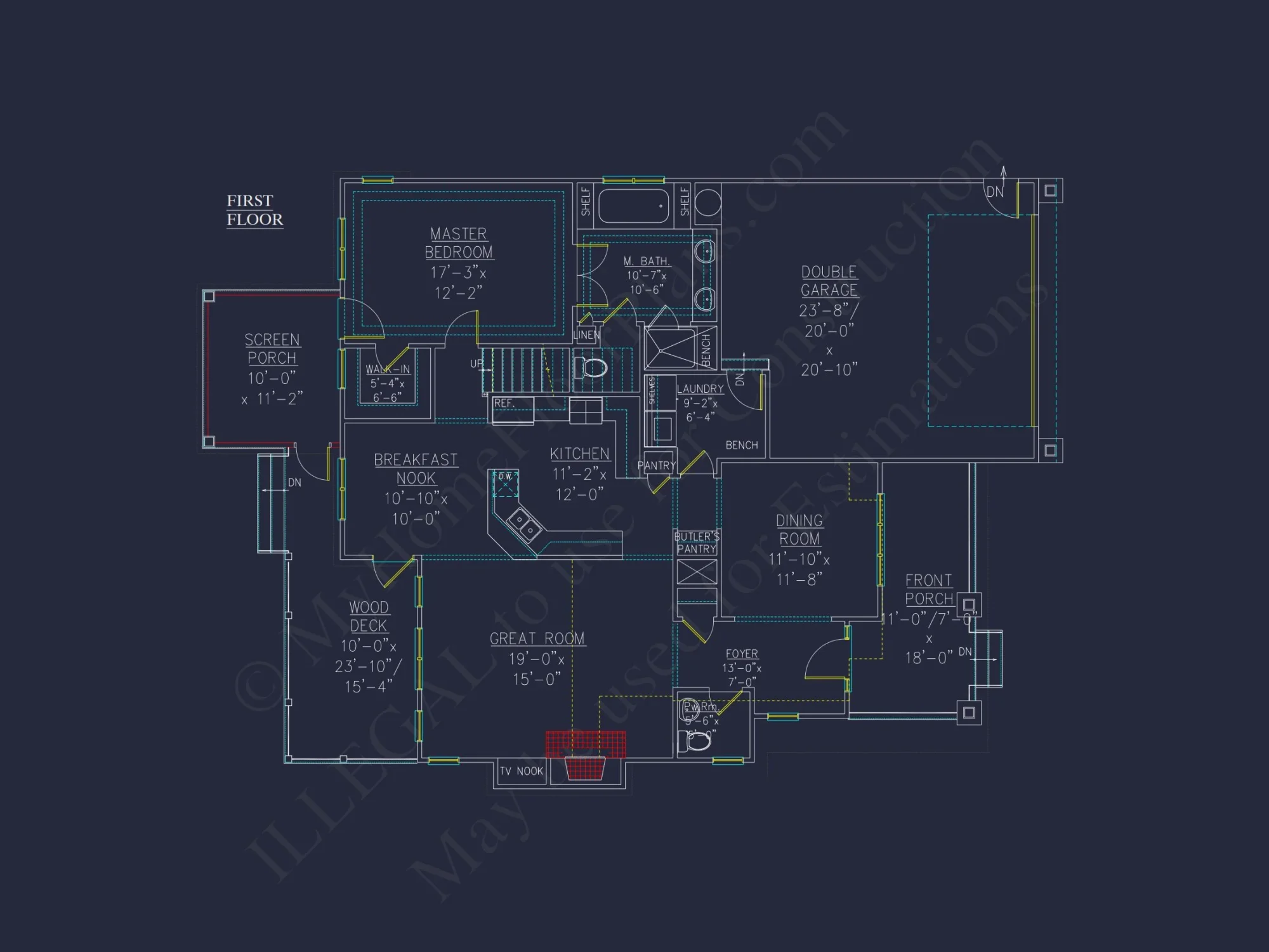 Craftsman house Floor Plan - 2-Story Blueprint with 3 Bedrooms
