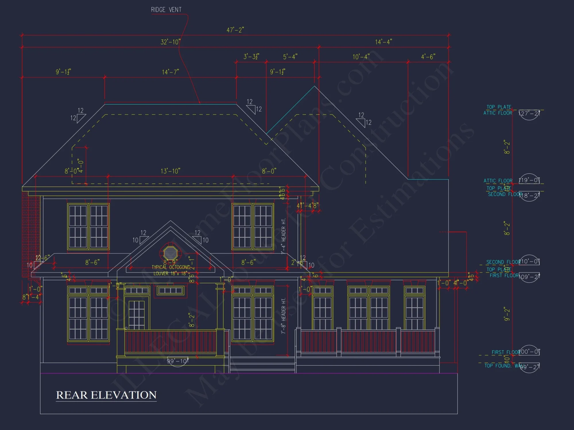 Craftsman house Floor Plan - 2-Story Blueprint with 3 Bedrooms