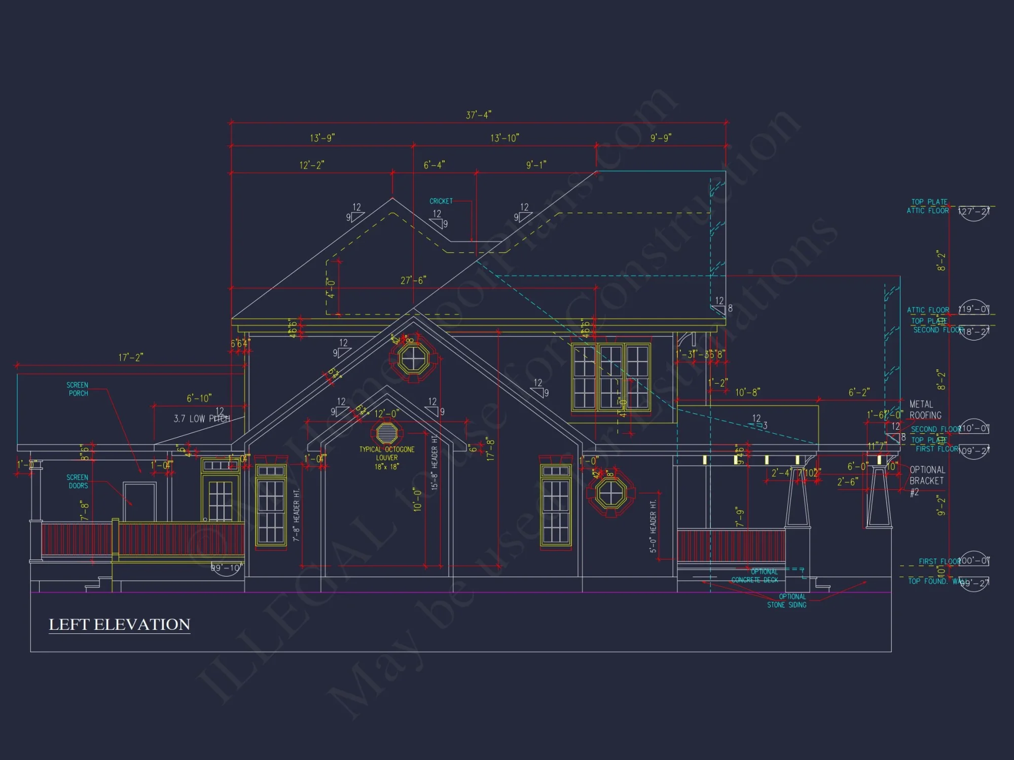 Craftsman house Floor Plan - 2-Story Blueprint with 3 Bedrooms
