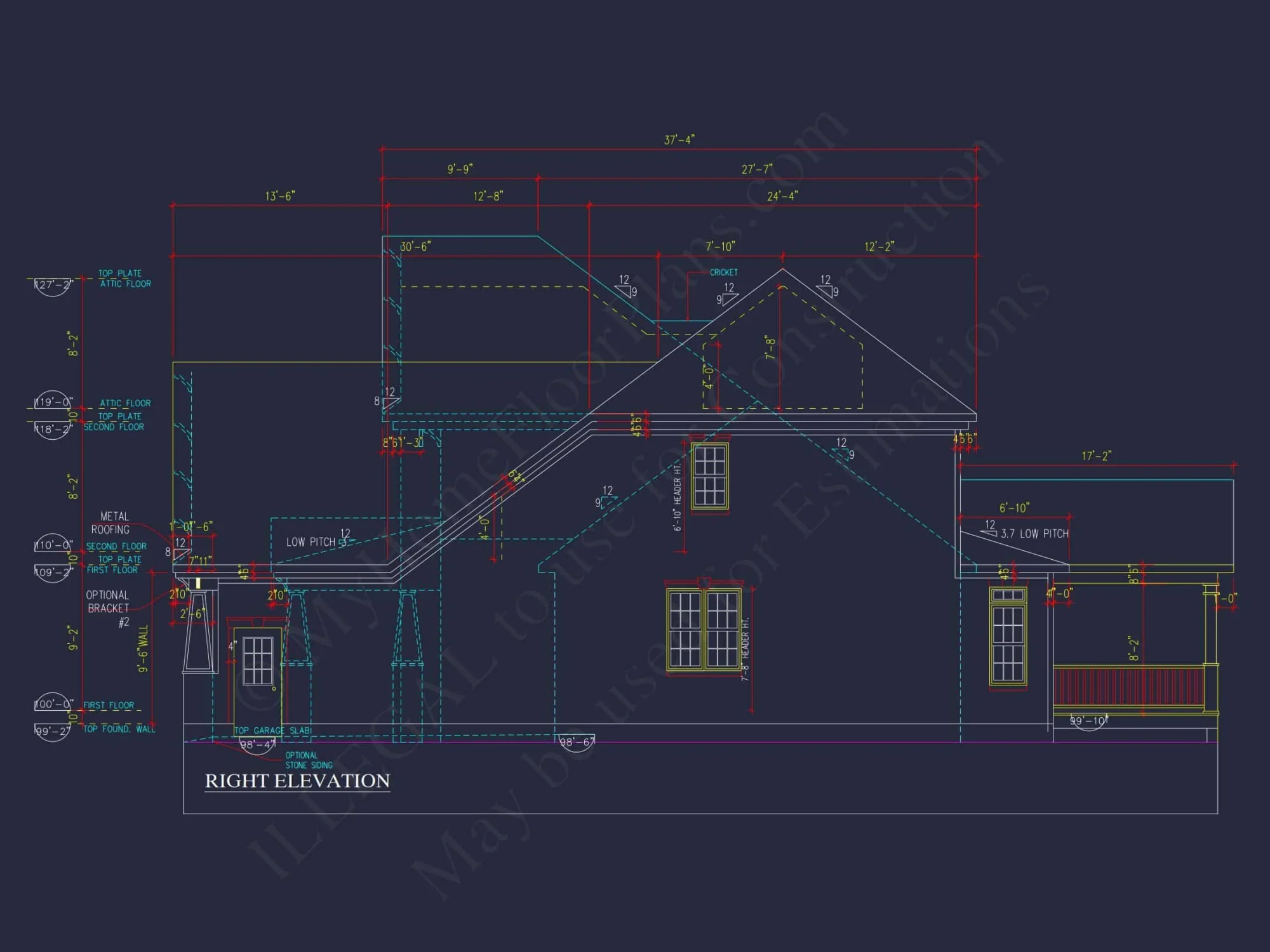 Craftsman house Floor Plan - 2-Story Blueprint with 3 Bedrooms