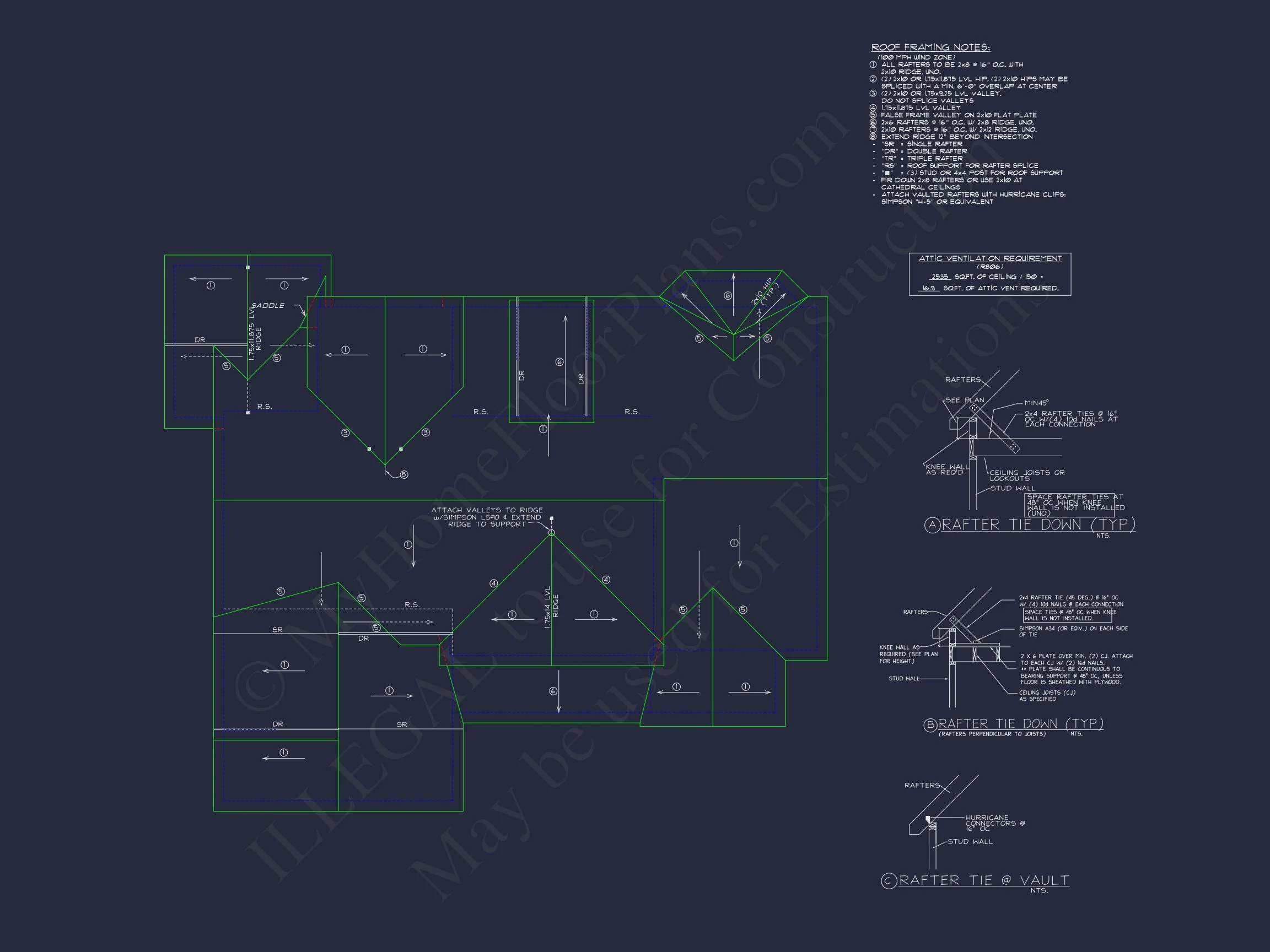 8-1244 HOUSE PLAN - Traditional Craftsman Home Plan - 4-Bed, 3.5-Bath, 2,850 SF 24 Elegant 2-Story house Plan with CAD Designs and Floor Blueprint