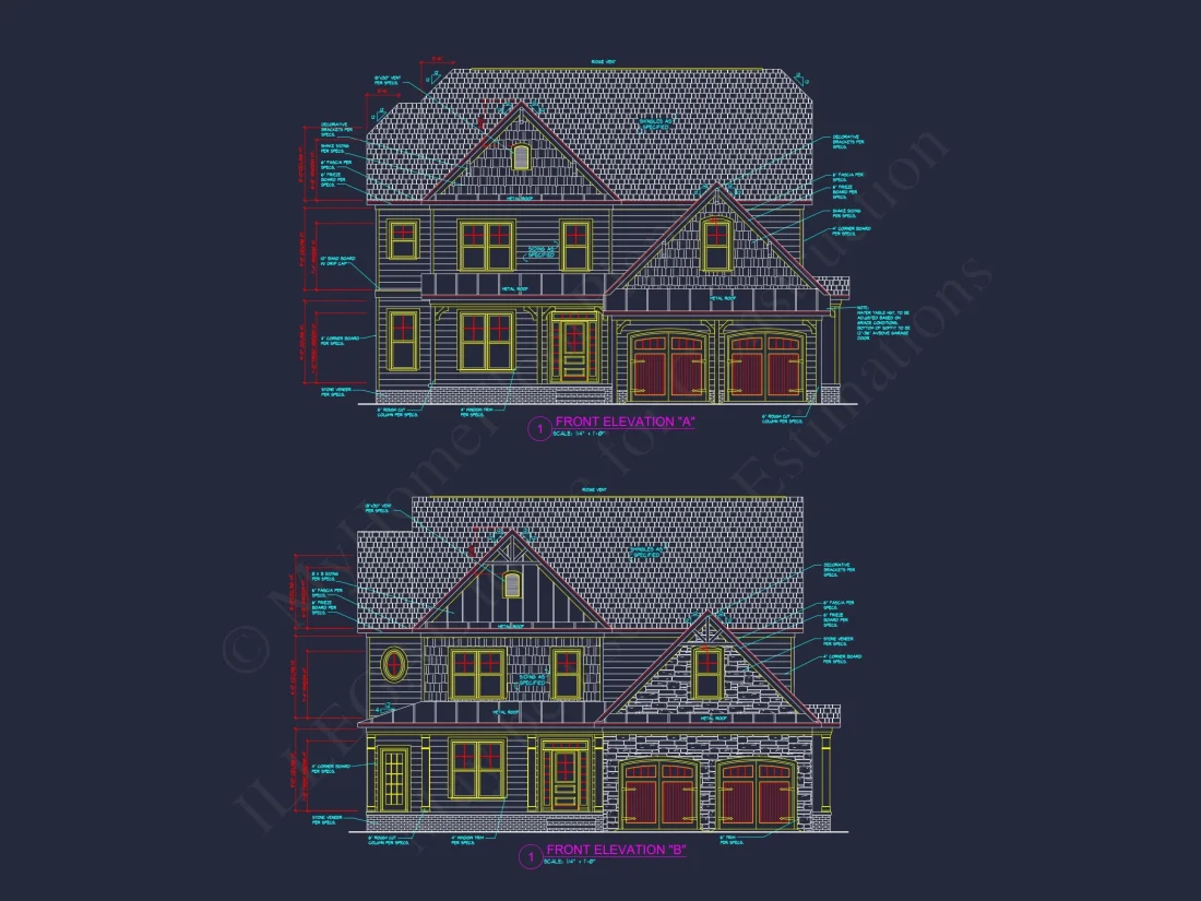 Elegant 2-Story house Plan with Detailed CAD Designs