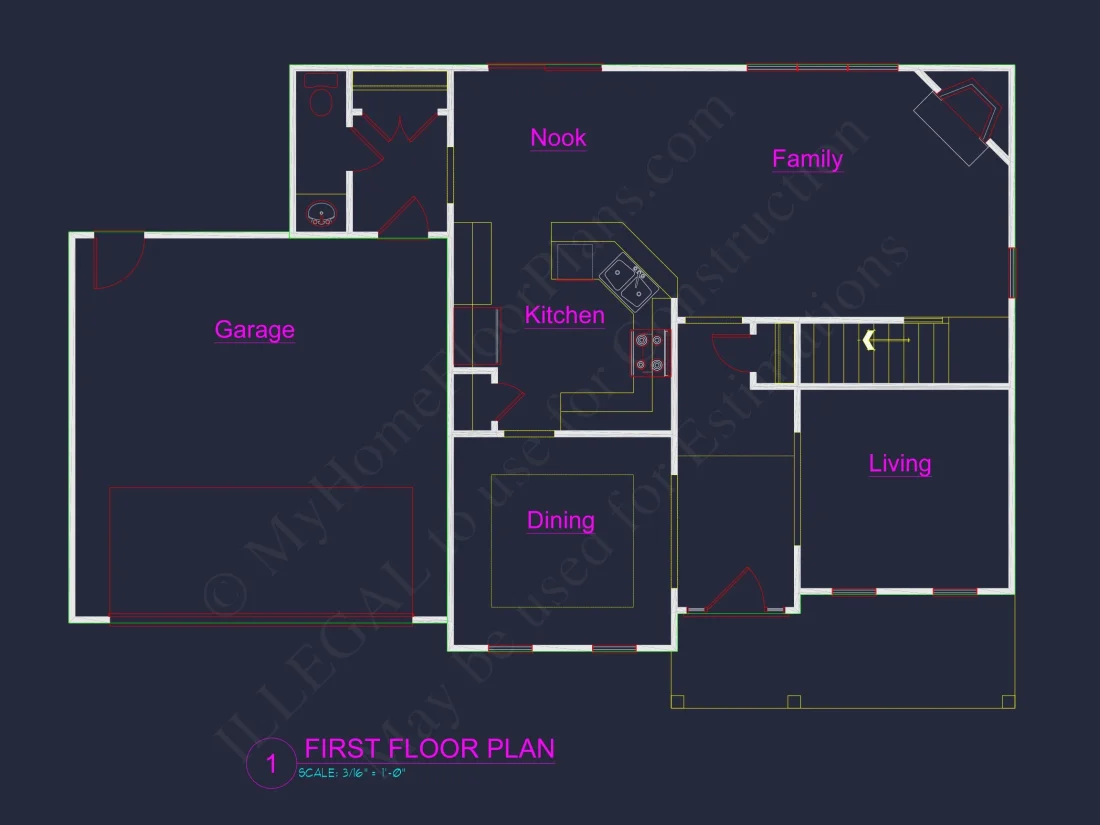 Modern Family house Plan with CAD Blueprint Designs