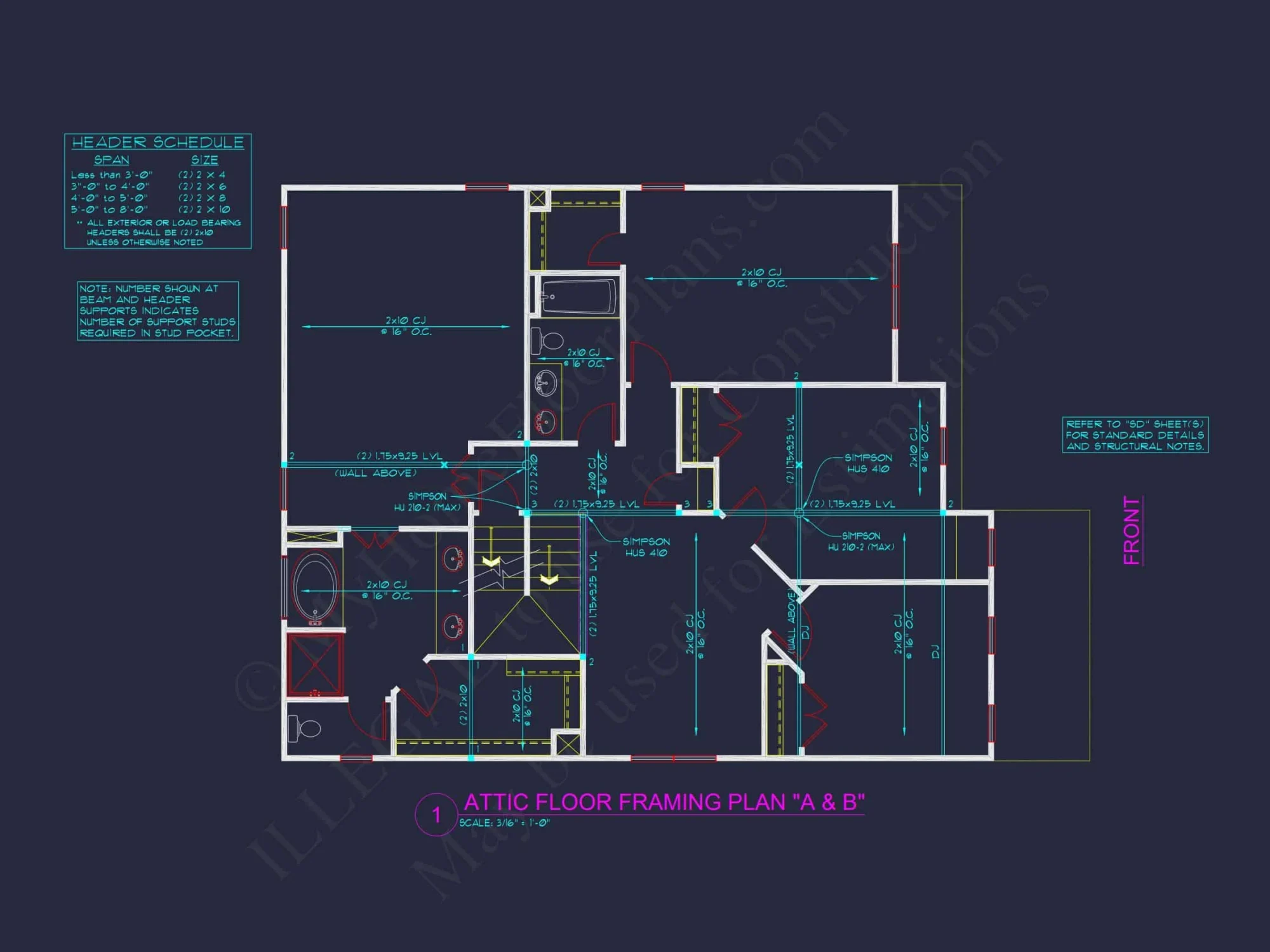 Modern Suburban house Plan with 4 Bedrooms and CAD Designs