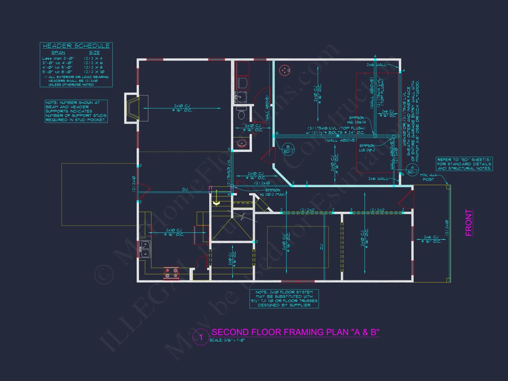 Modern Suburban house Plan with 4 Bedrooms and CAD Designs