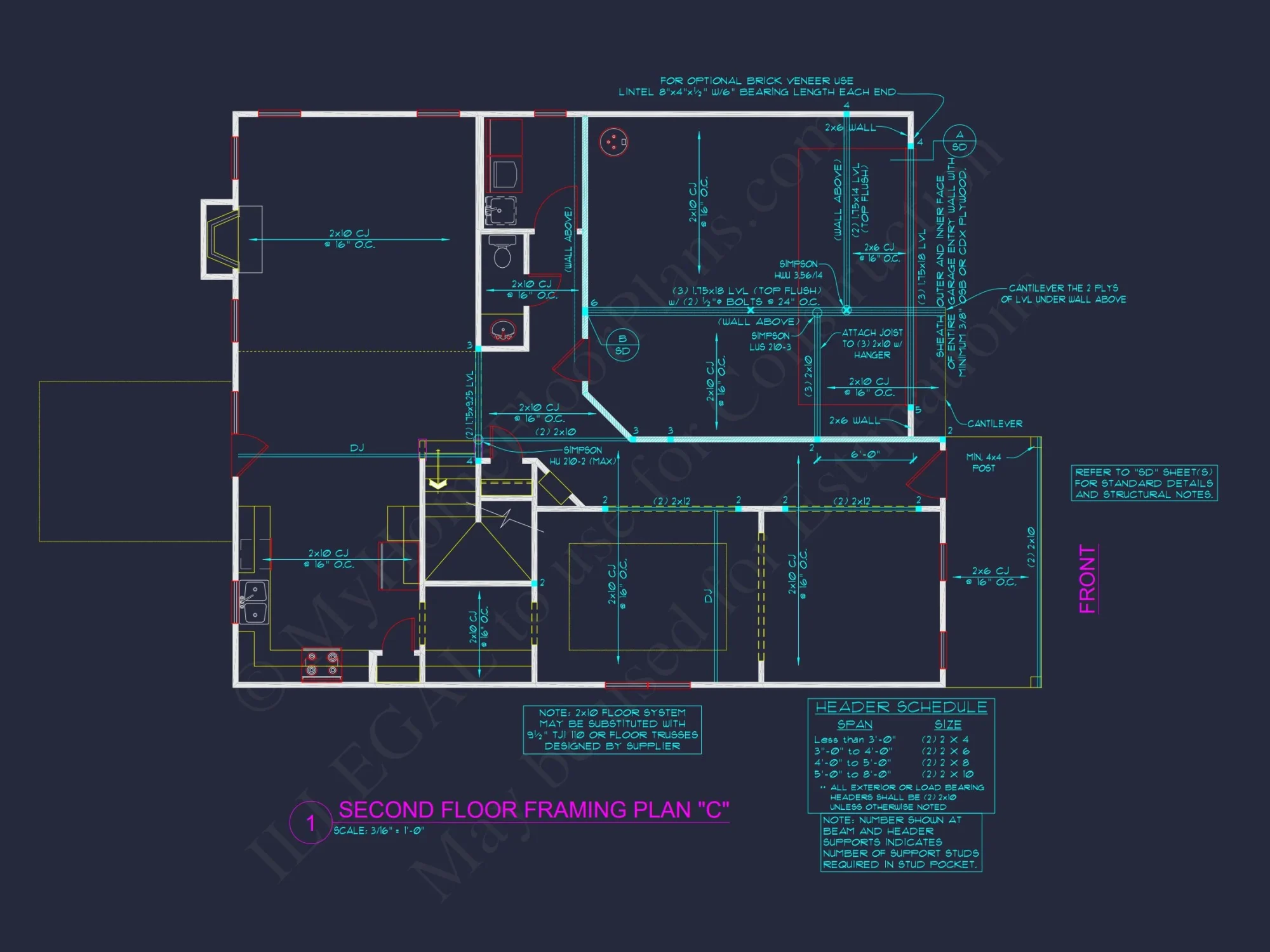Modern Suburban house Plan with 4 Bedrooms and CAD Designs