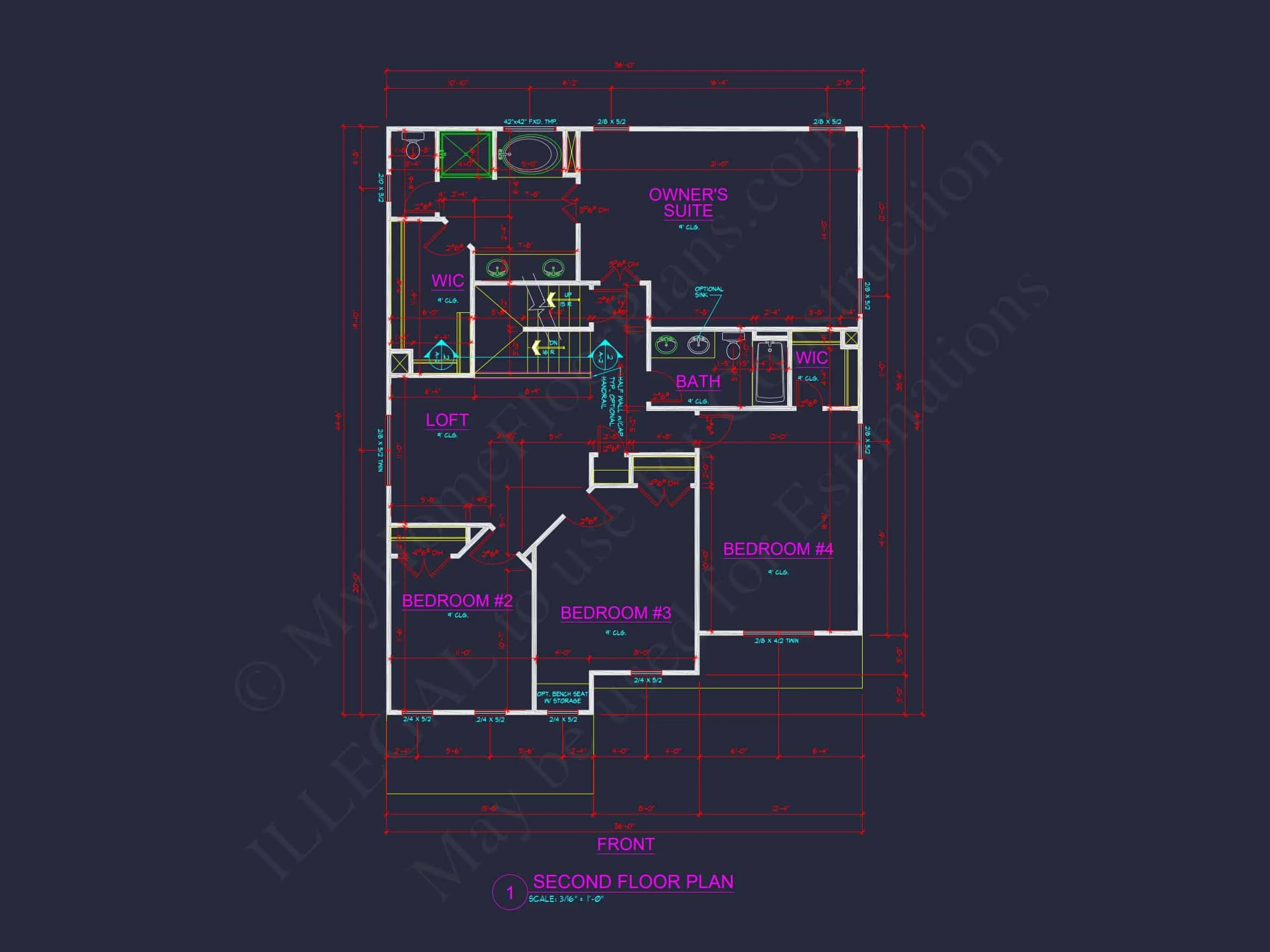 8-1227 HOUSE PLAN - Modern Farmhouse Plan - 4-Bed, 2.5-Bath, 2,600 SF 17 Modern Suburban house Plan with 4 Bedrooms and CAD Designs