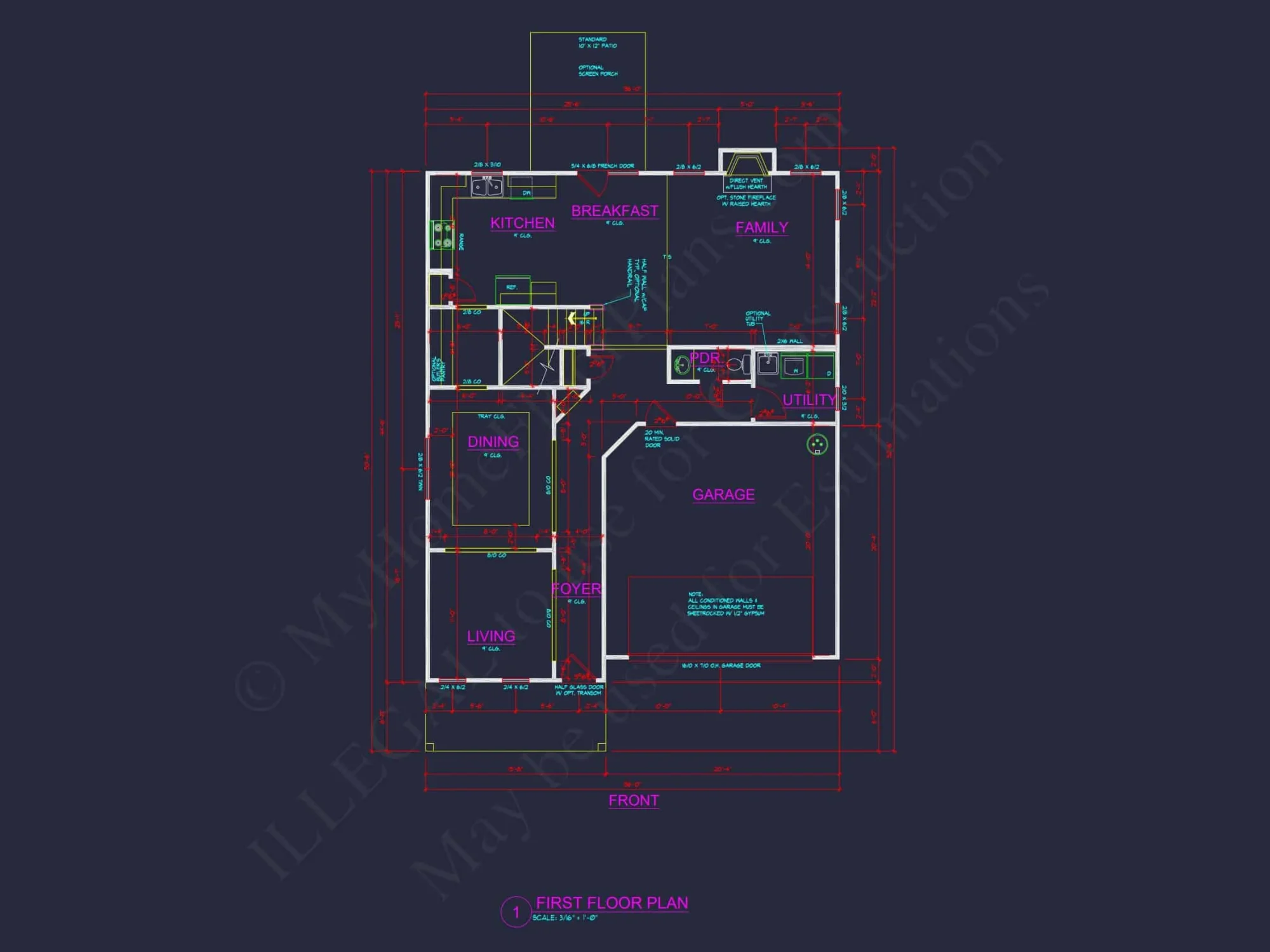 Modern Suburban house Plan with 4 Bedrooms and CAD Designs