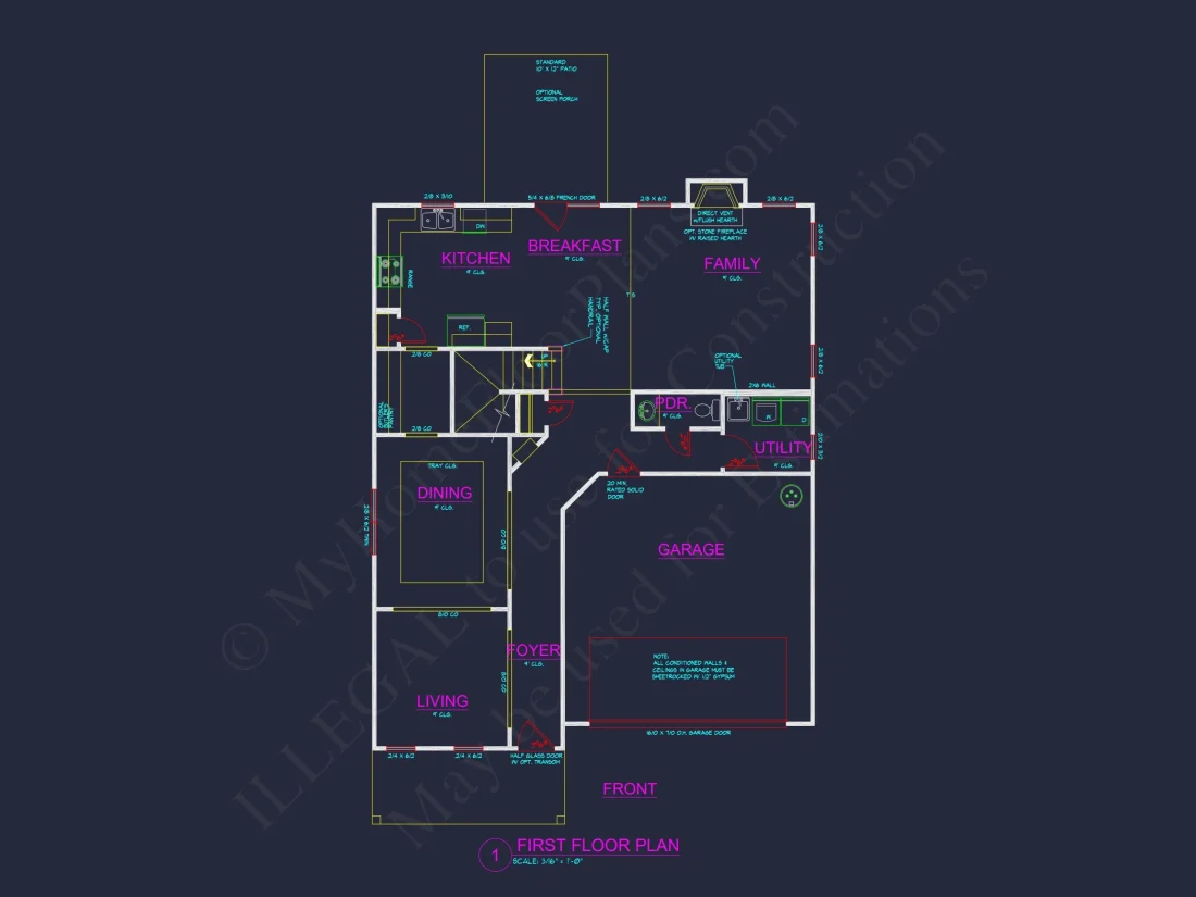 Modern Suburban house Plan with 4 Bedrooms and CAD Designs