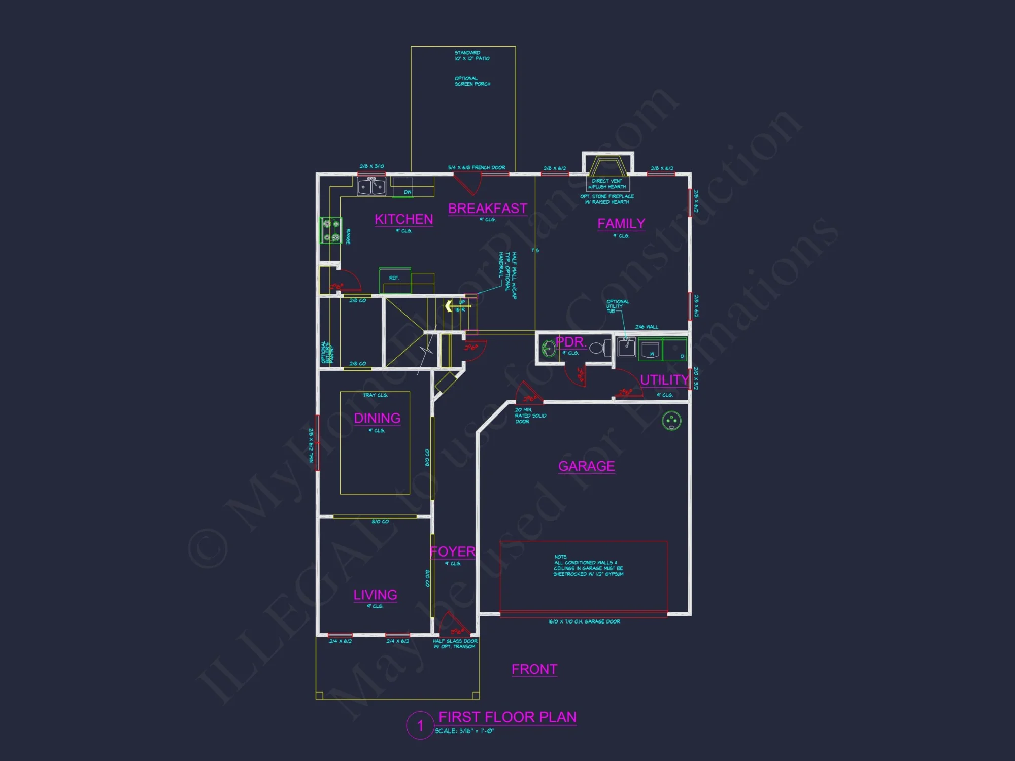 Modern Suburban house Plan with 4 Bedrooms and CAD Designs