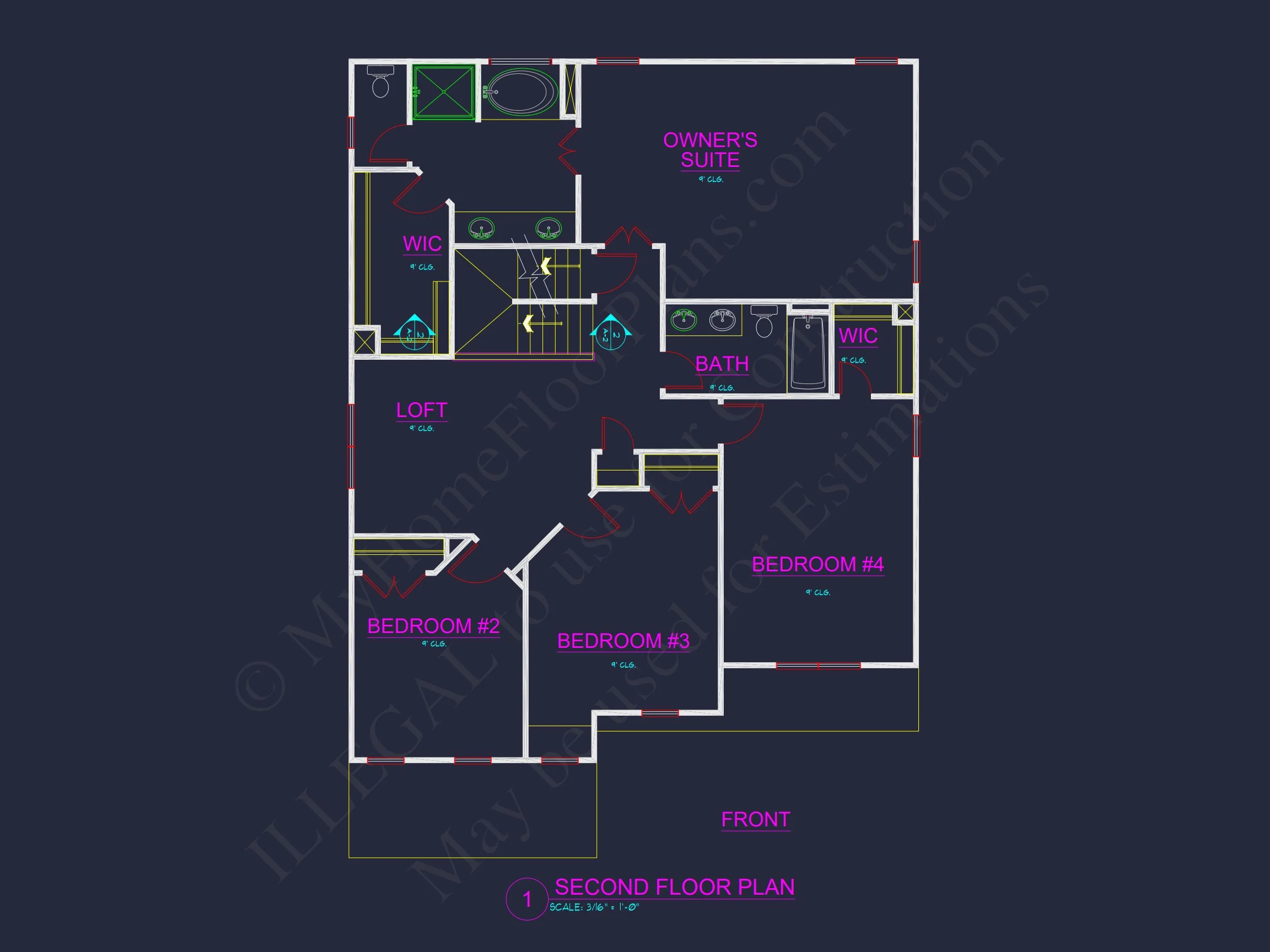 8-1227 HOUSE PLAN - Modern Farmhouse Plan - 4-Bed, 2.5-Bath, 2,600 SF 11 Modern Suburban house Plan with 4 Bedrooms and CAD Designs