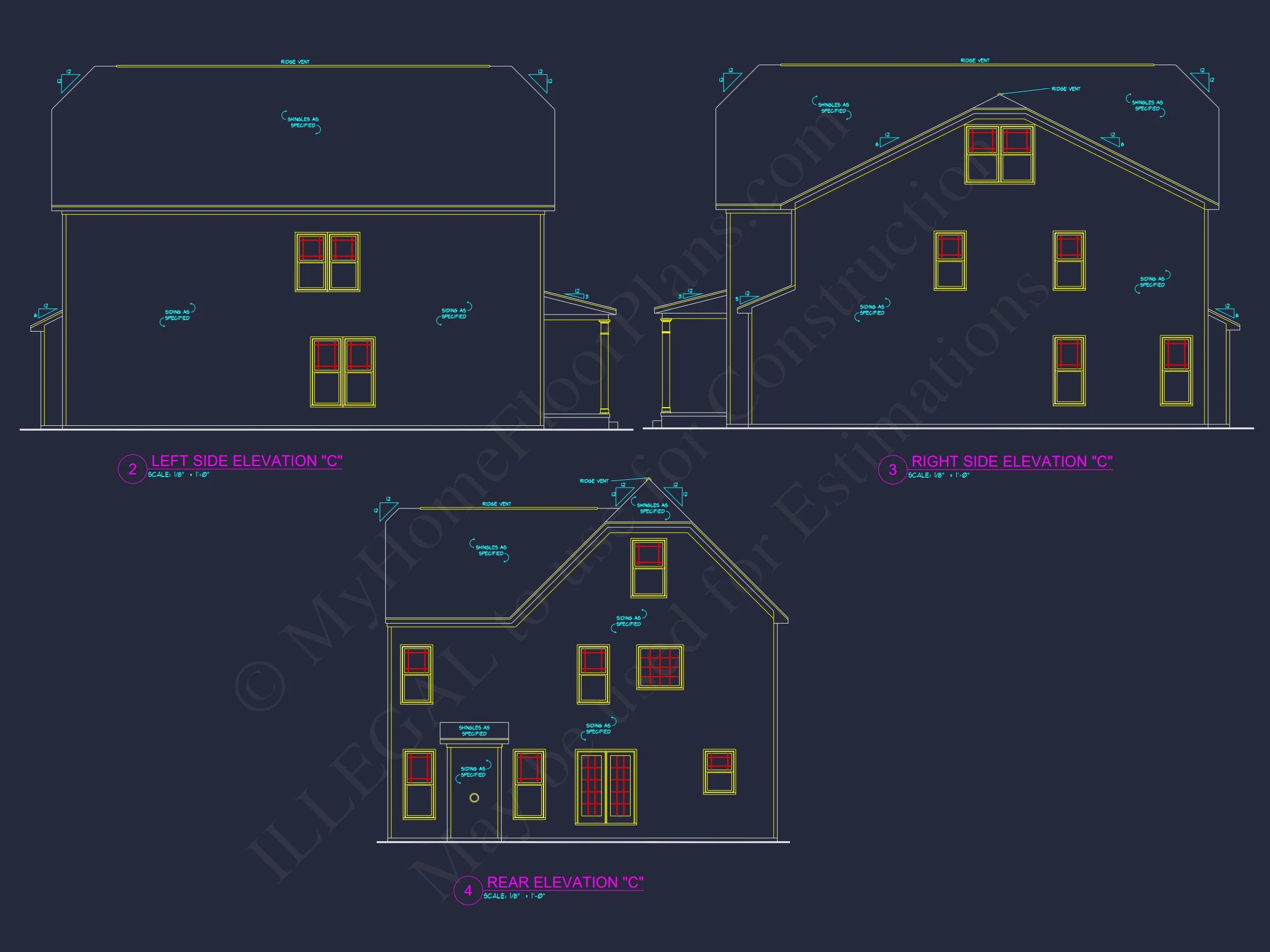 8-1227 HOUSE PLAN - Modern Farmhouse Plan - 4-Bed, 2.5-Bath, 2,600 SF 8 Modern Suburban house Plan with 4 Bedrooms and CAD Designs