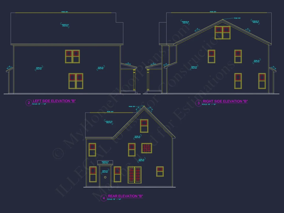 Modern Suburban house Plan with 4 Bedrooms and CAD Designs