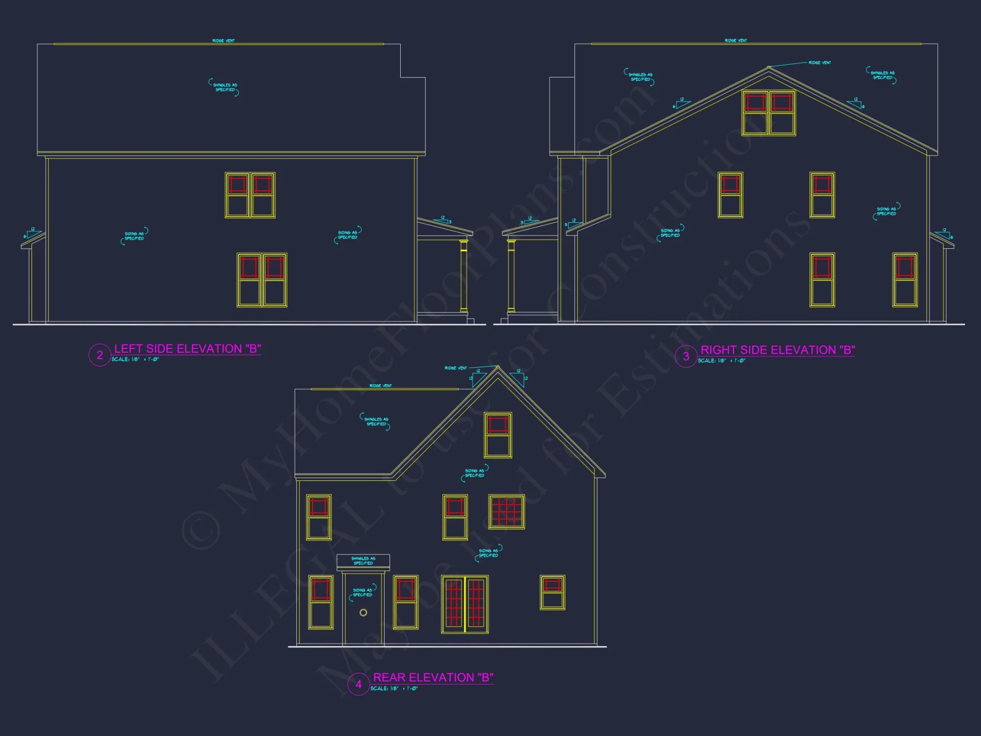 Modern Suburban house Plan with 4 Bedrooms and CAD Designs