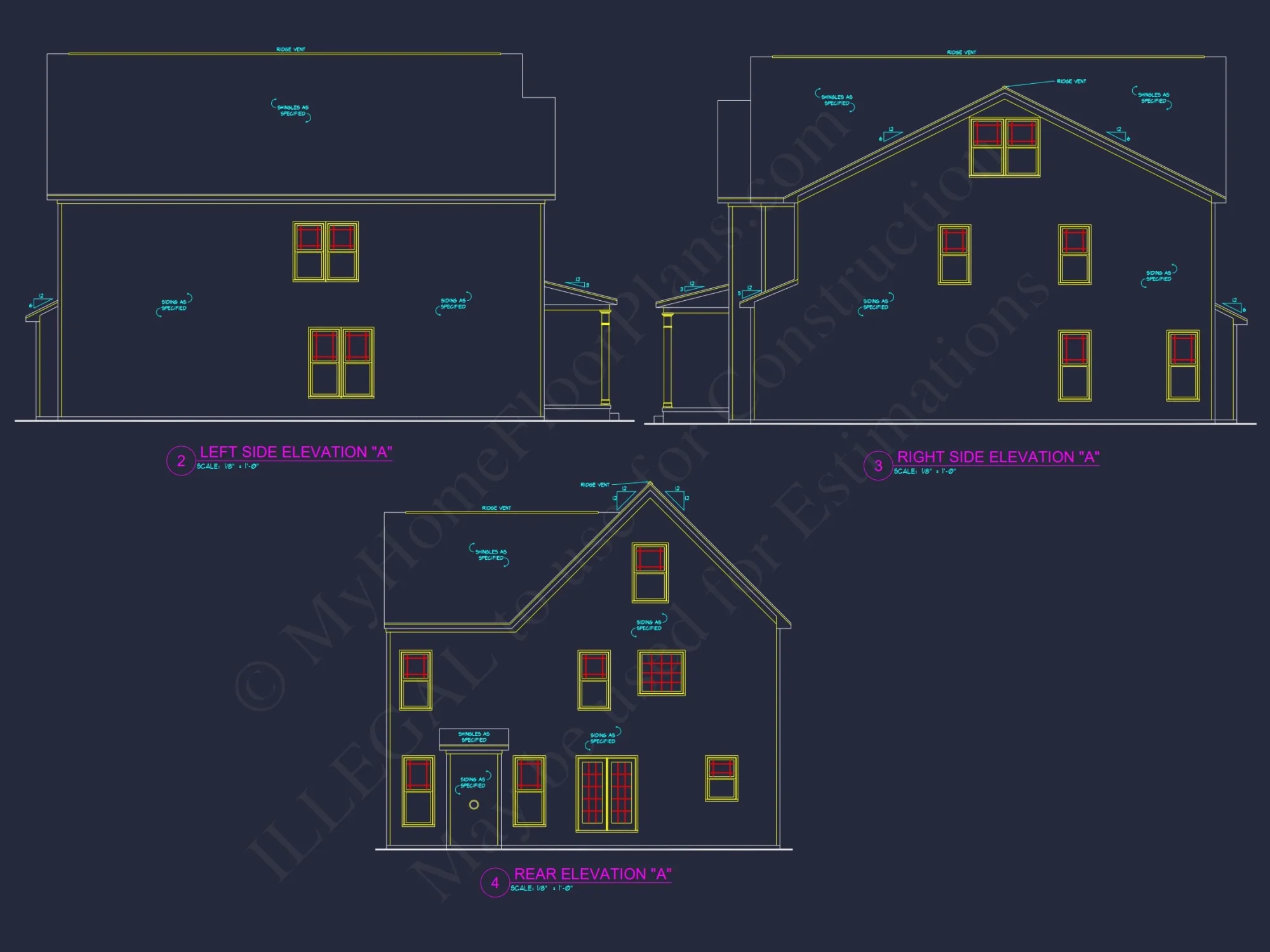 Modern Suburban house Plan with 4 Bedrooms and CAD Designs